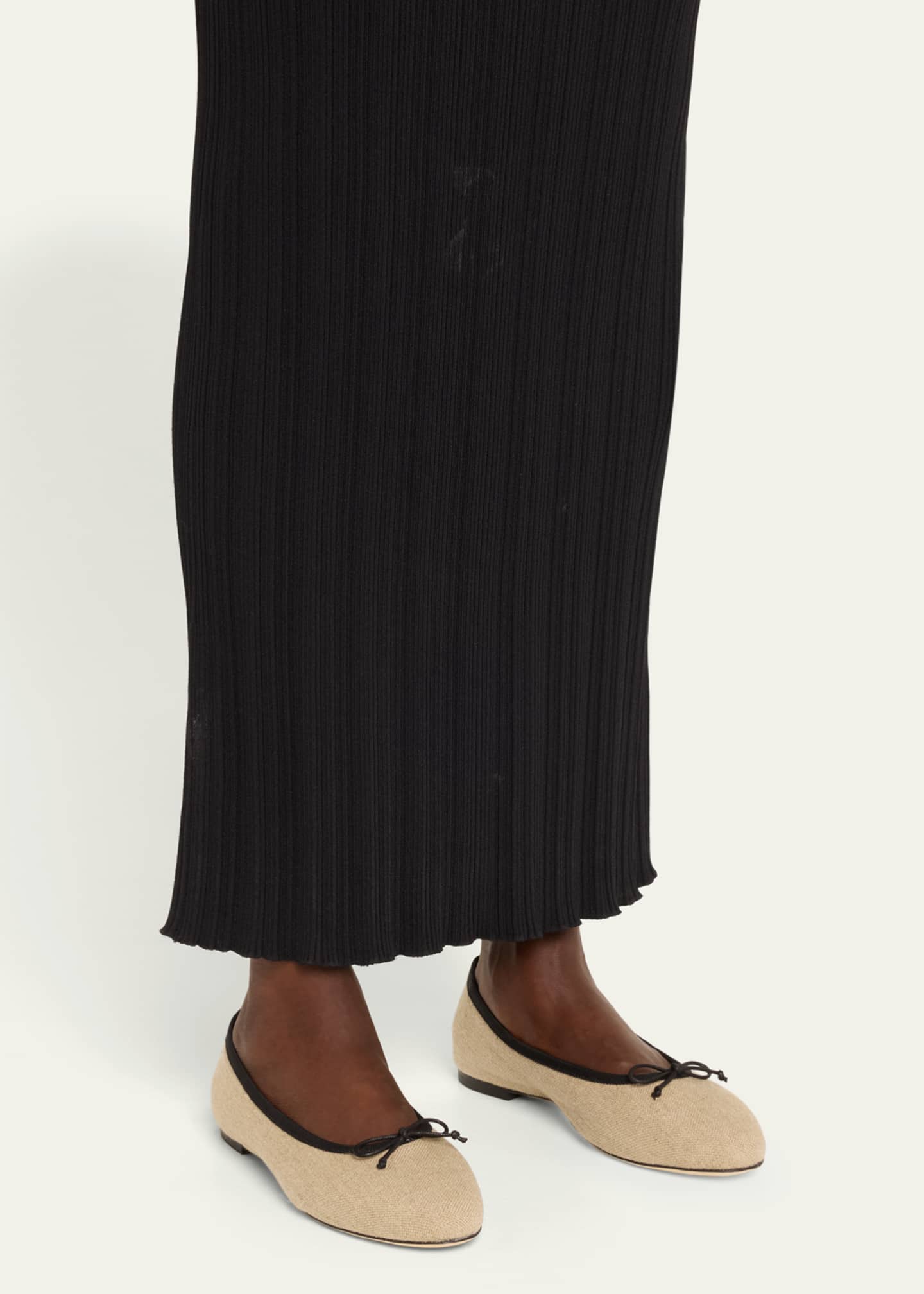 Malone Souliers x Tabitha Simmons Misty Linen Bow Ballerina Flats Image 2 of 5