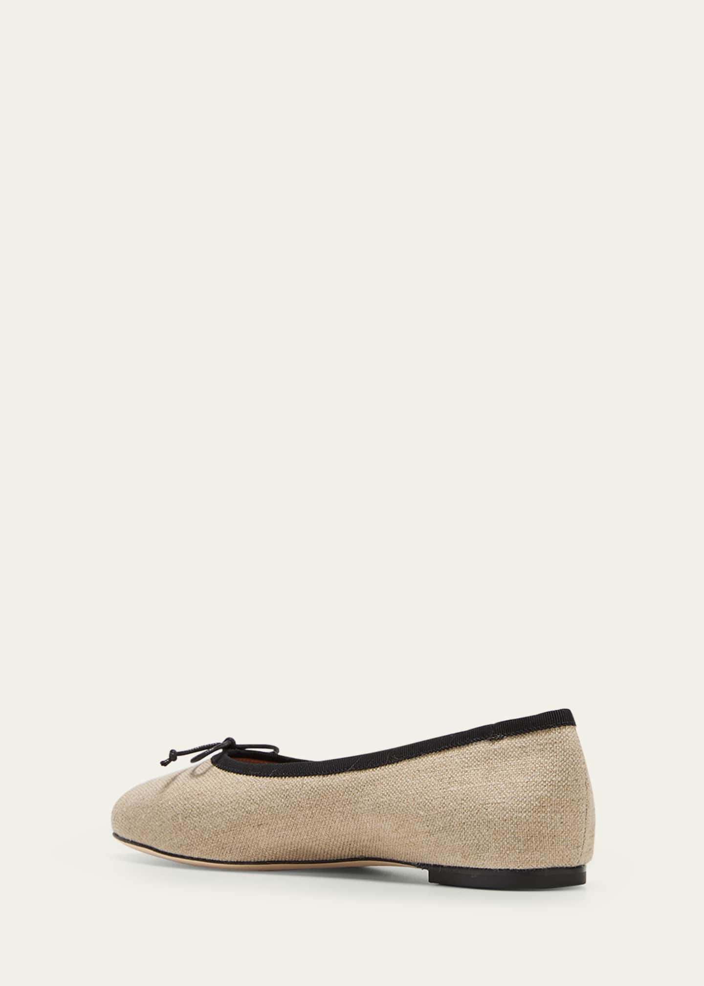 Malone Souliers x Tabitha Simmons Misty Linen Bow Ballerina Flats Image 4 of 5