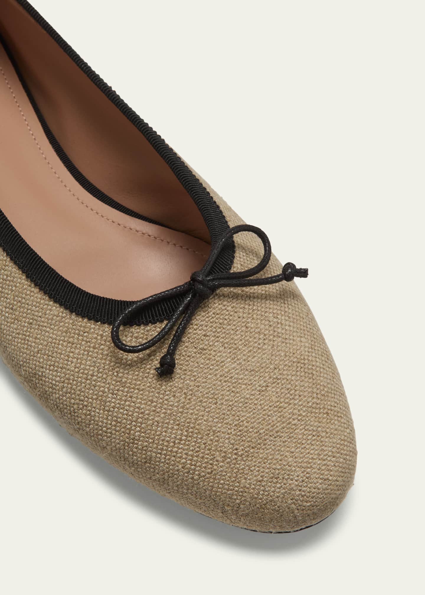 Malone Souliers x Tabitha Simmons Misty Linen Bow Ballerina Flats Image 5 of 5