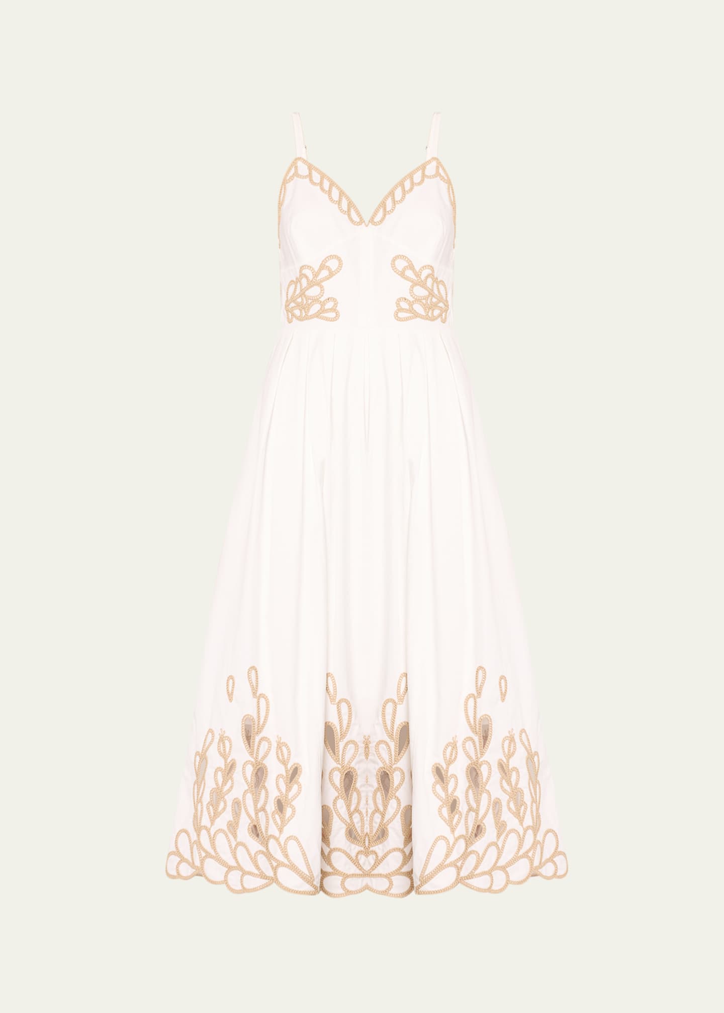 Embroidered cotton poplin midi dress