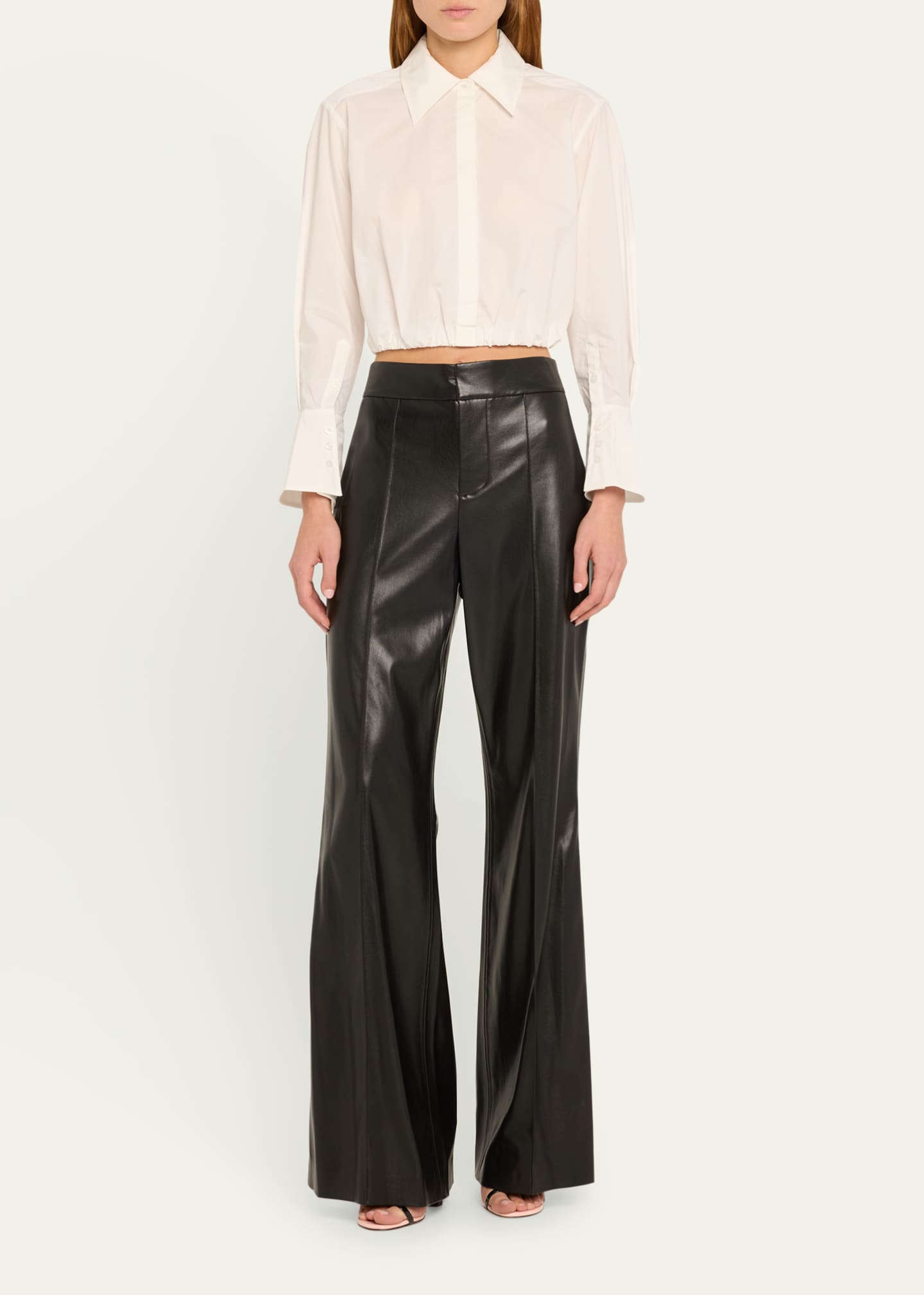 SIMKHAI Blythe Cotton Poplin Button-Front Crop Shirt Image 2 of 5