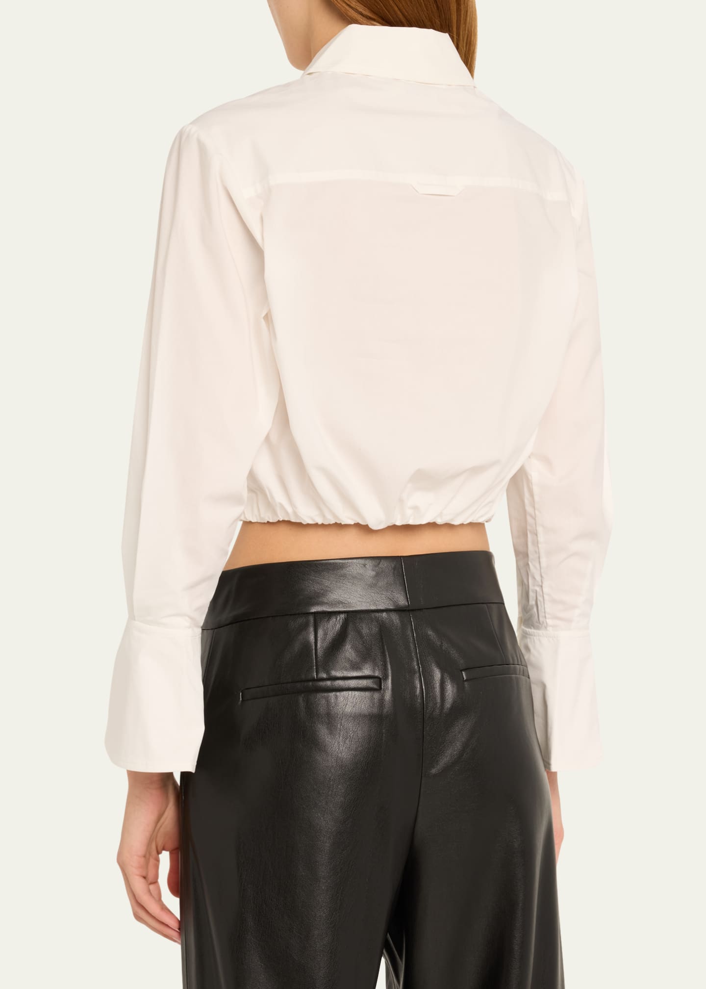 SIMKHAI Blythe Cotton Poplin Button-Front Crop Shirt Image 3 of 5