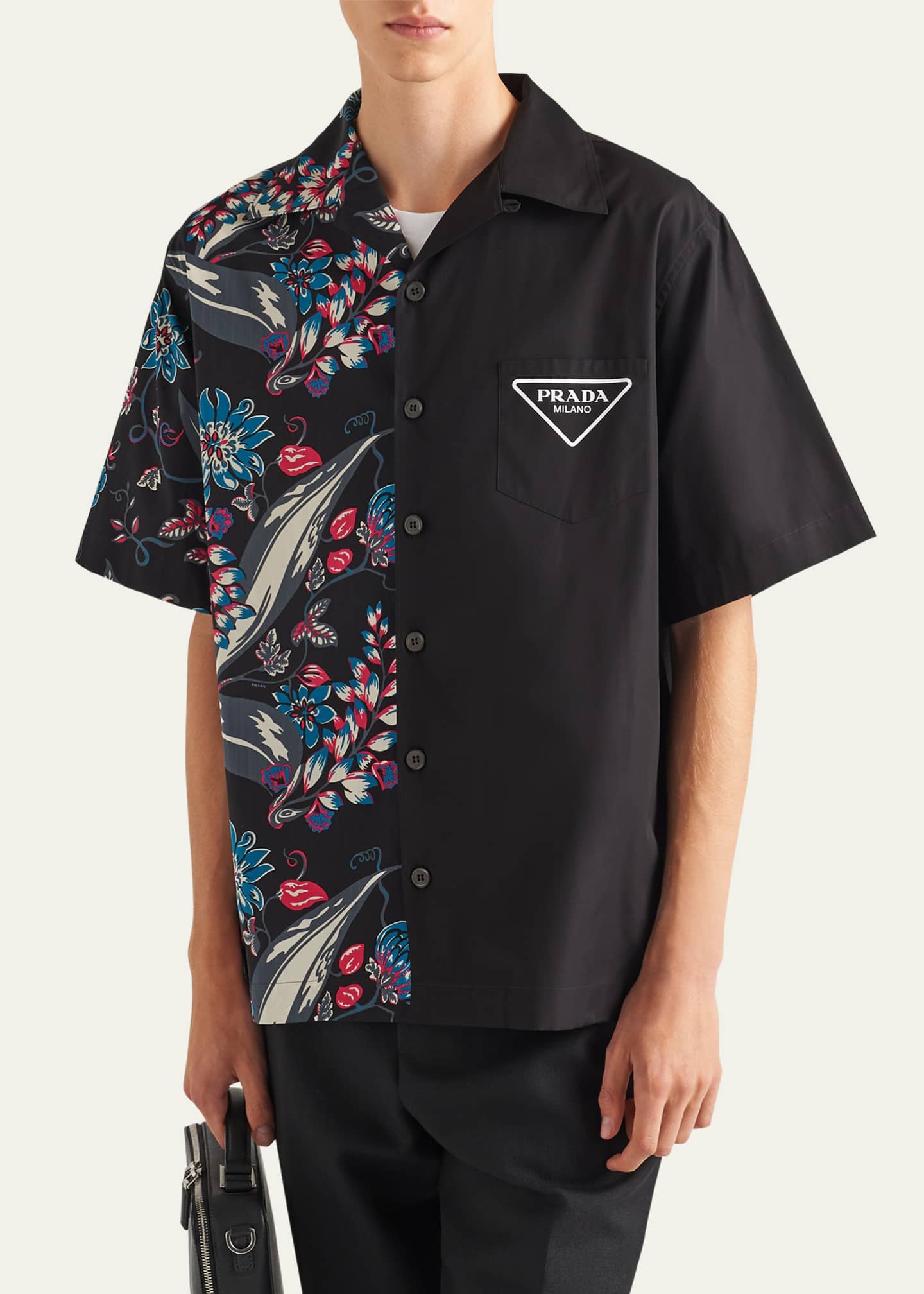 Prada Men s Poplin Ramage Double Match Shirt