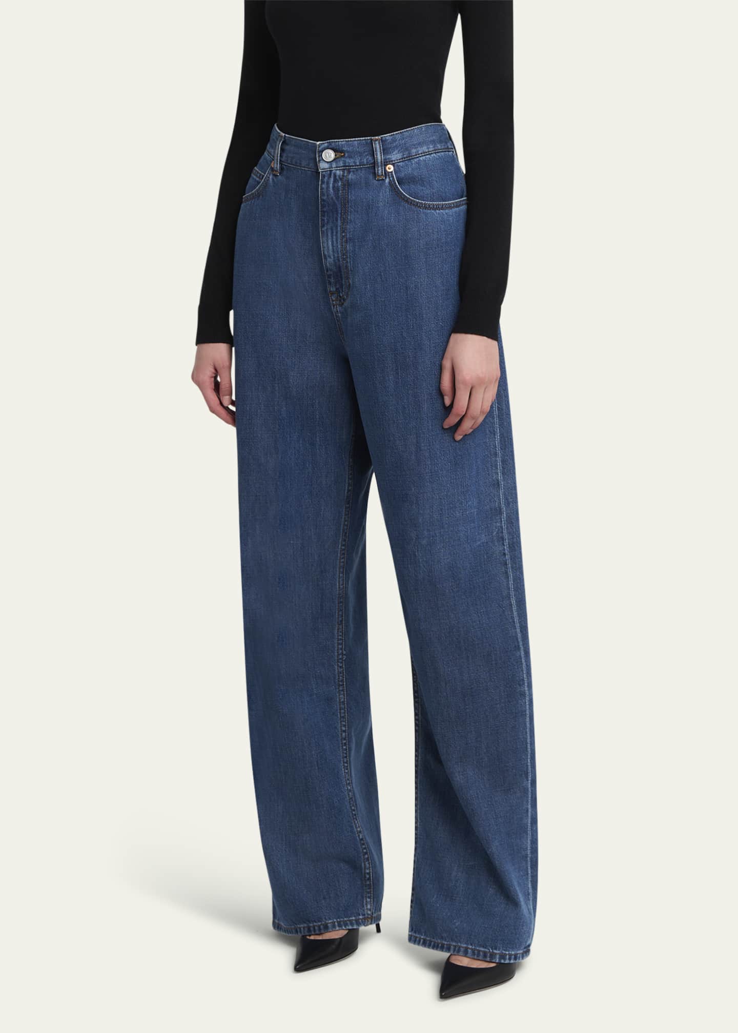 Valentino Garavani Wide-Leg Denim Jeans - Bergdorf Goodman