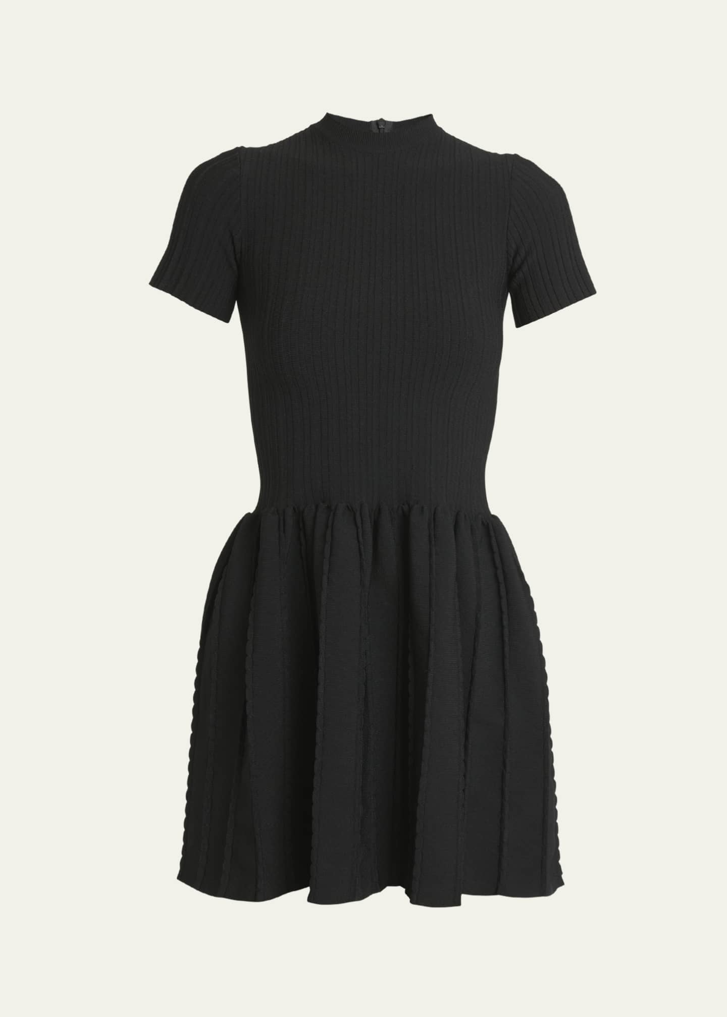 Valentino Garavani Ribbed Knit Flare Mini Dress - Bergdorf Goodman