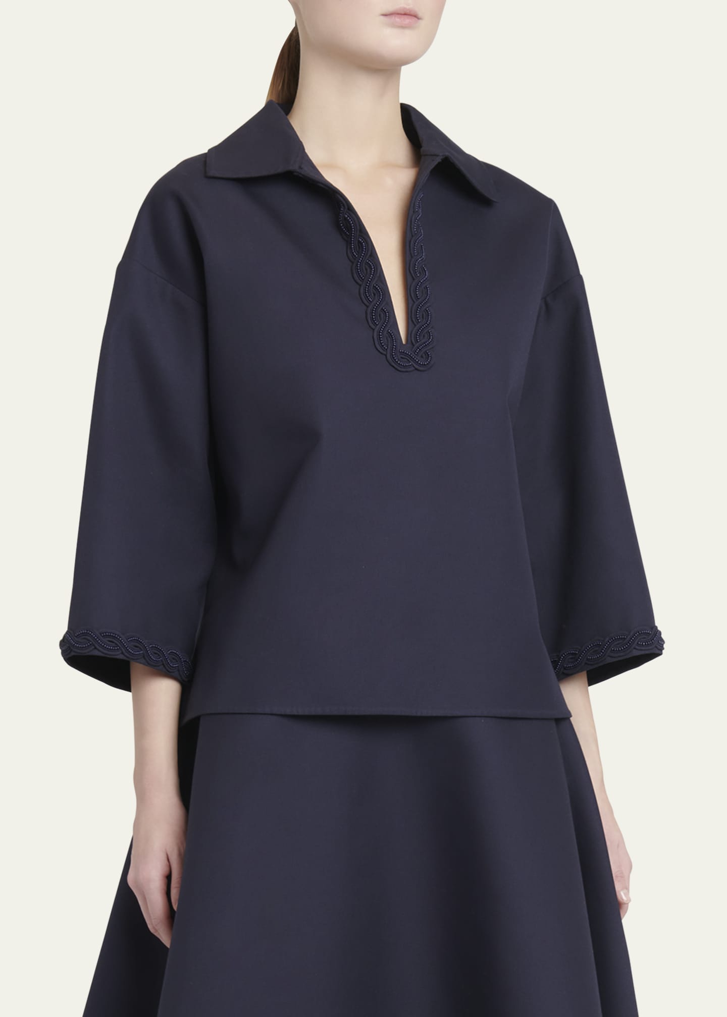 Valentino Garavani Johnny Beaded-Trim Oversized Top Image 4 of 5