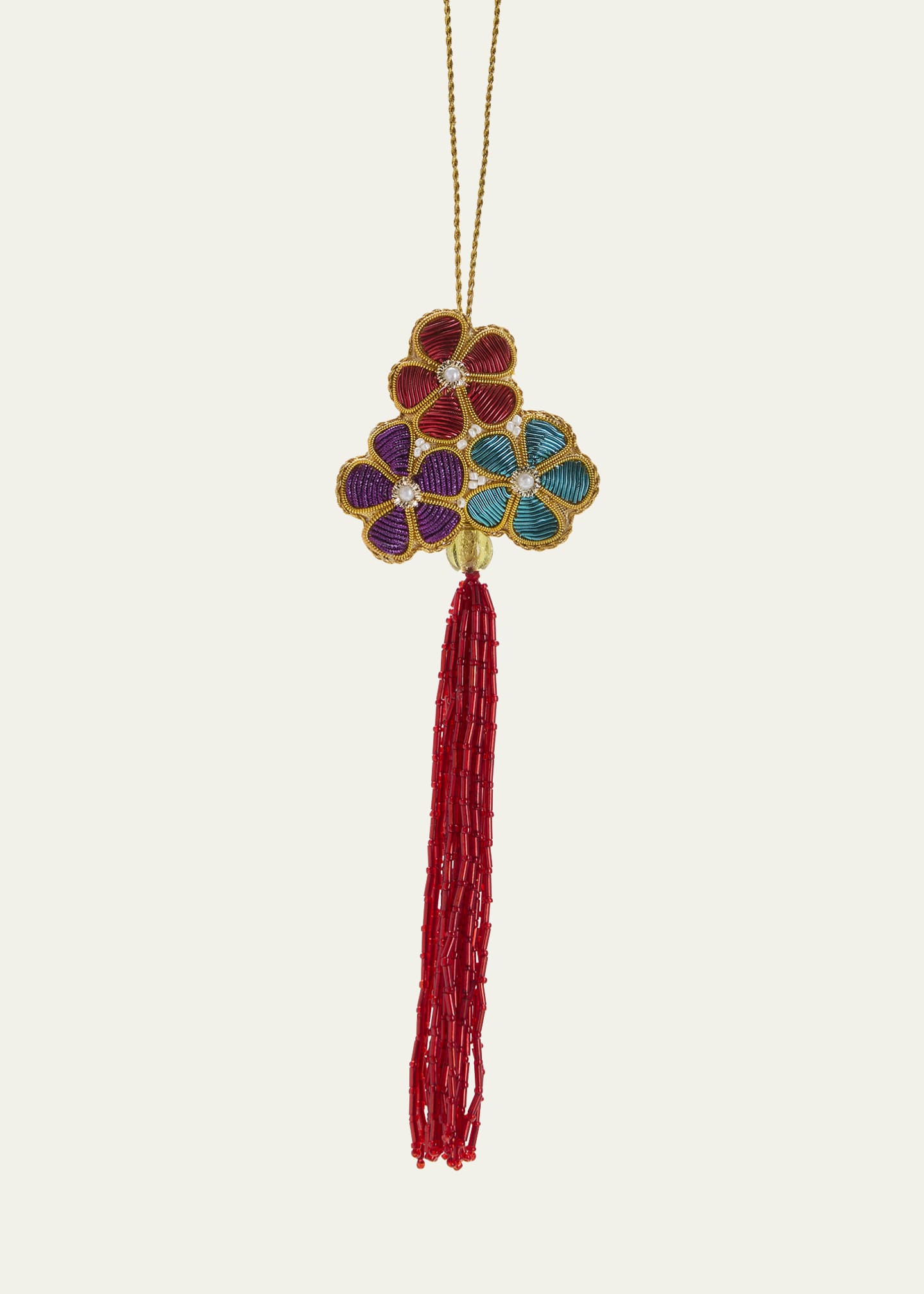 Sudha Pennathur Flower Beaded Tassel Ornament Image 1 of 2