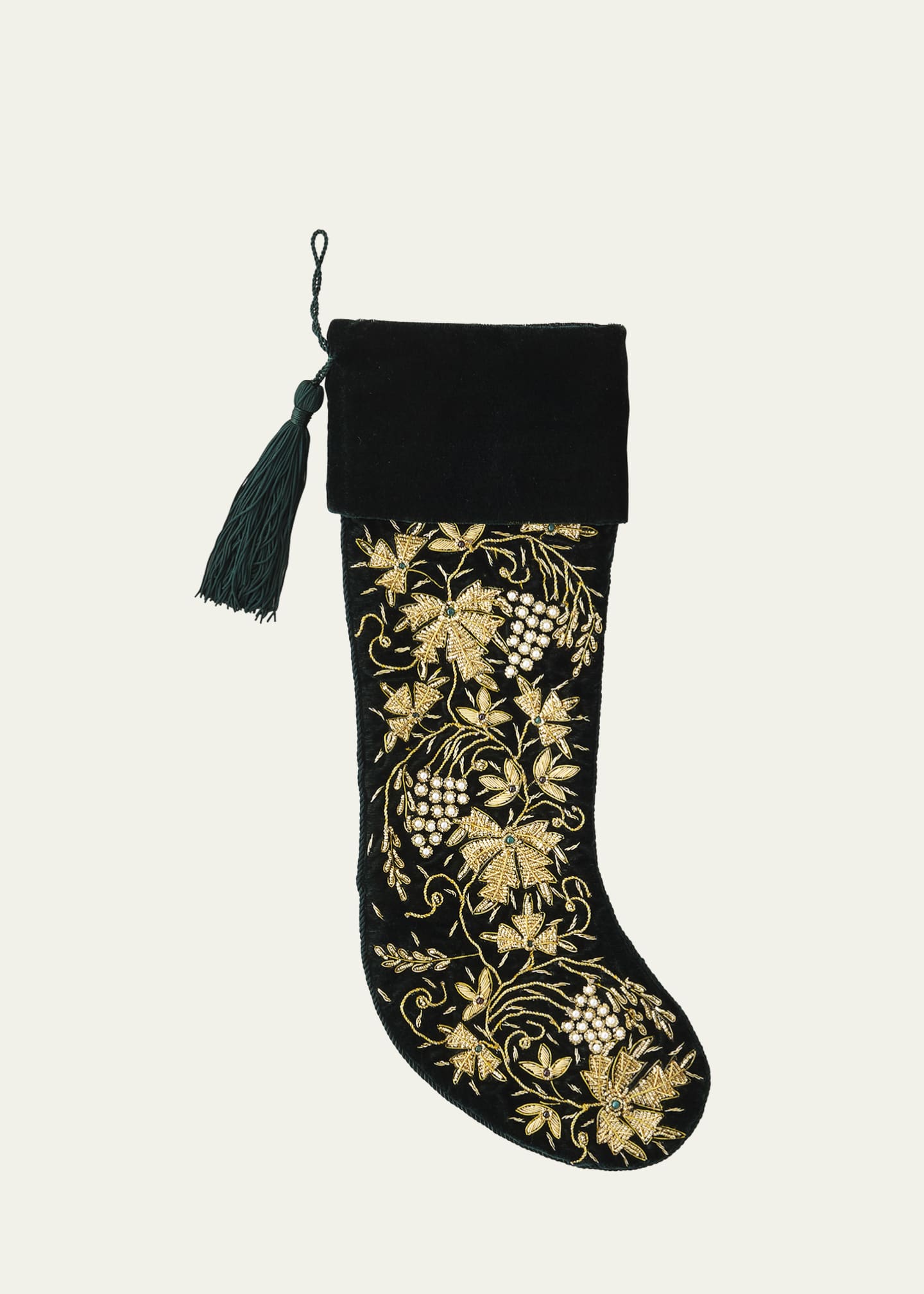Sudha Pennathur William Morris Embroidered Velvet Christmas Stocking Bergdorf Goodman