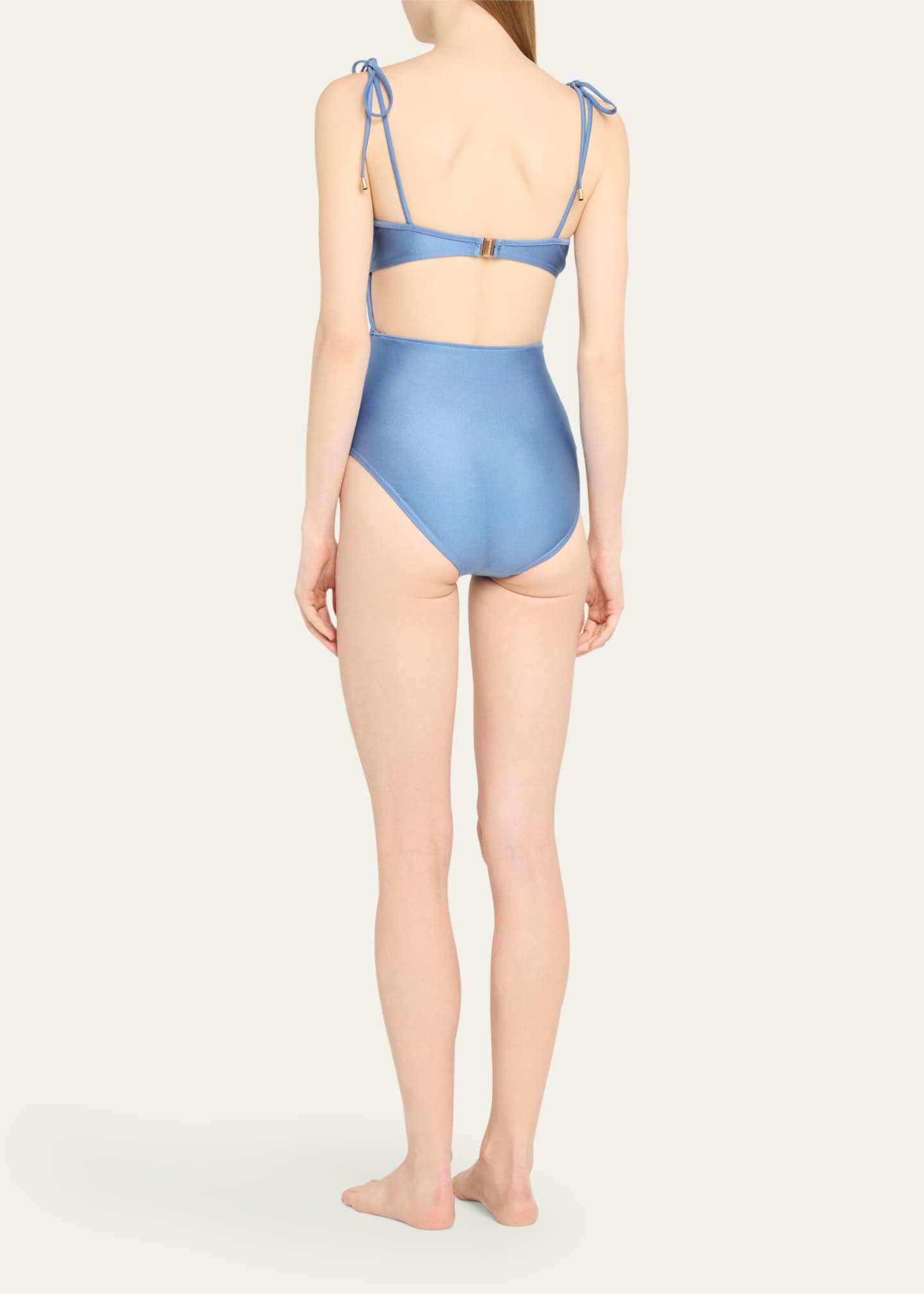 Zimmermann Golden Gathered Scoop One-Piece Swimsuit Image 3 of 4