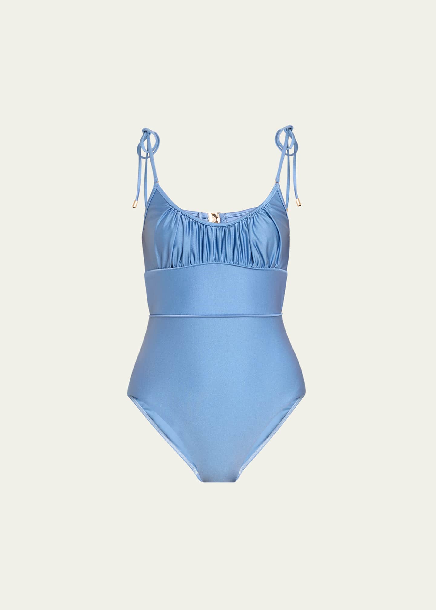 Zimmermann Golden Gathered Scoop One-Piece Swimsuit Image 1 of 4