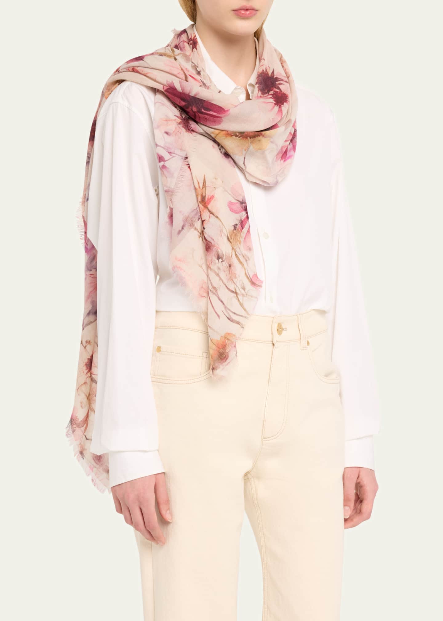 Alonpi Floral Wool Square Scarf Image 2 of 3