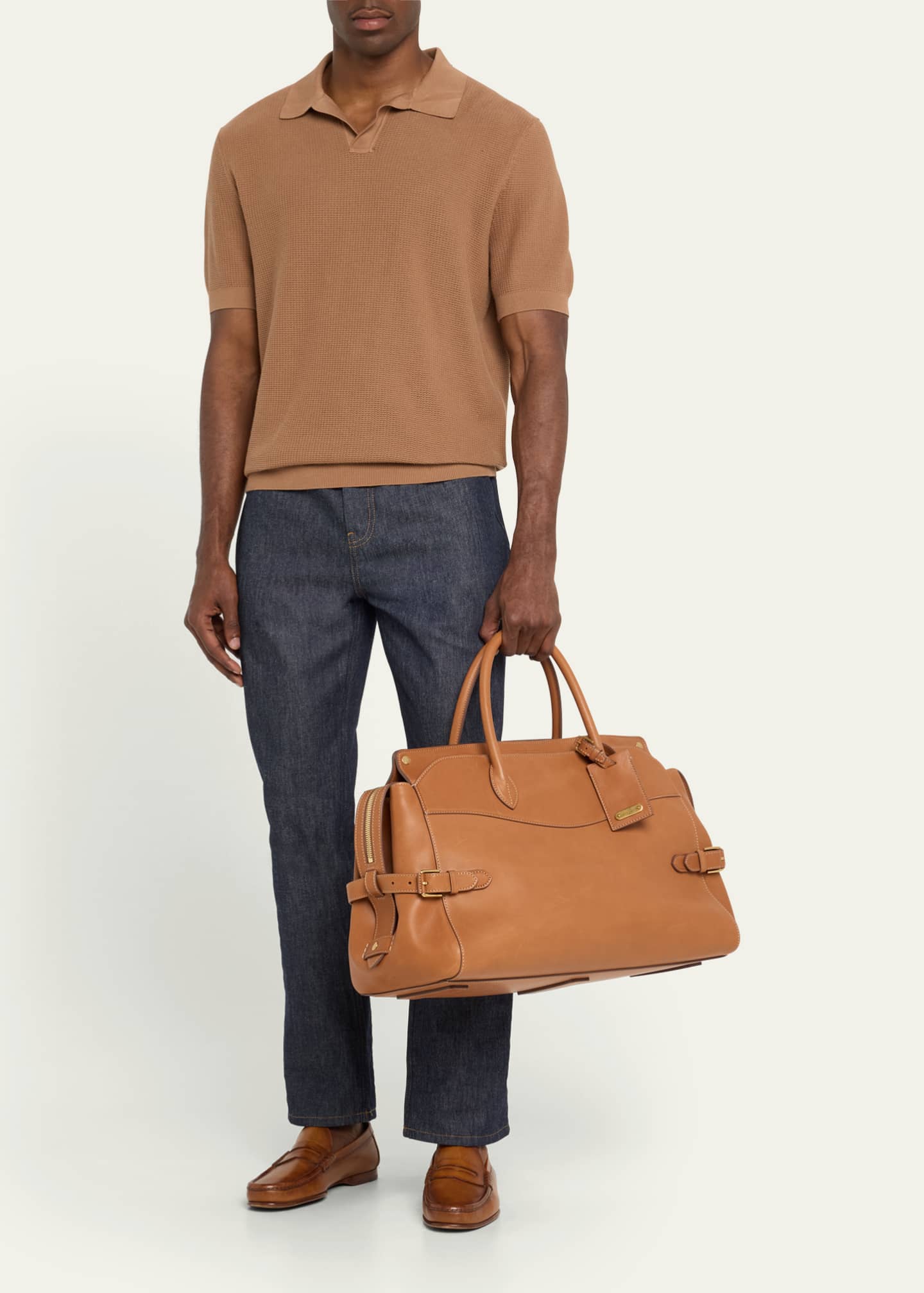 Ralph Lauren Purple Label Men s Bedford Canvas and Calfskin Bowler Bag Bergdorf Goodman