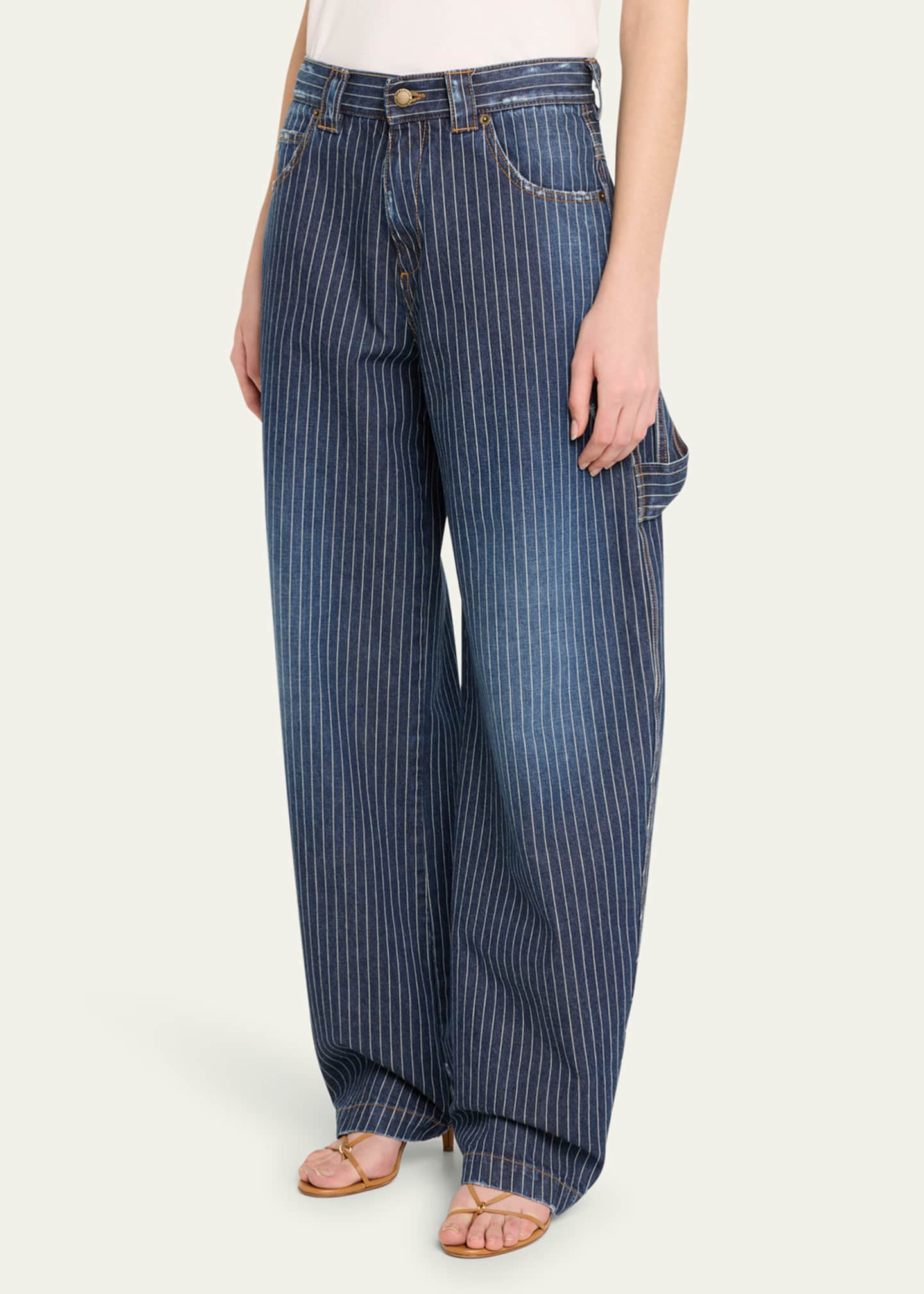 Audrey Pinstripe Tapered Pant - Stone main image 1