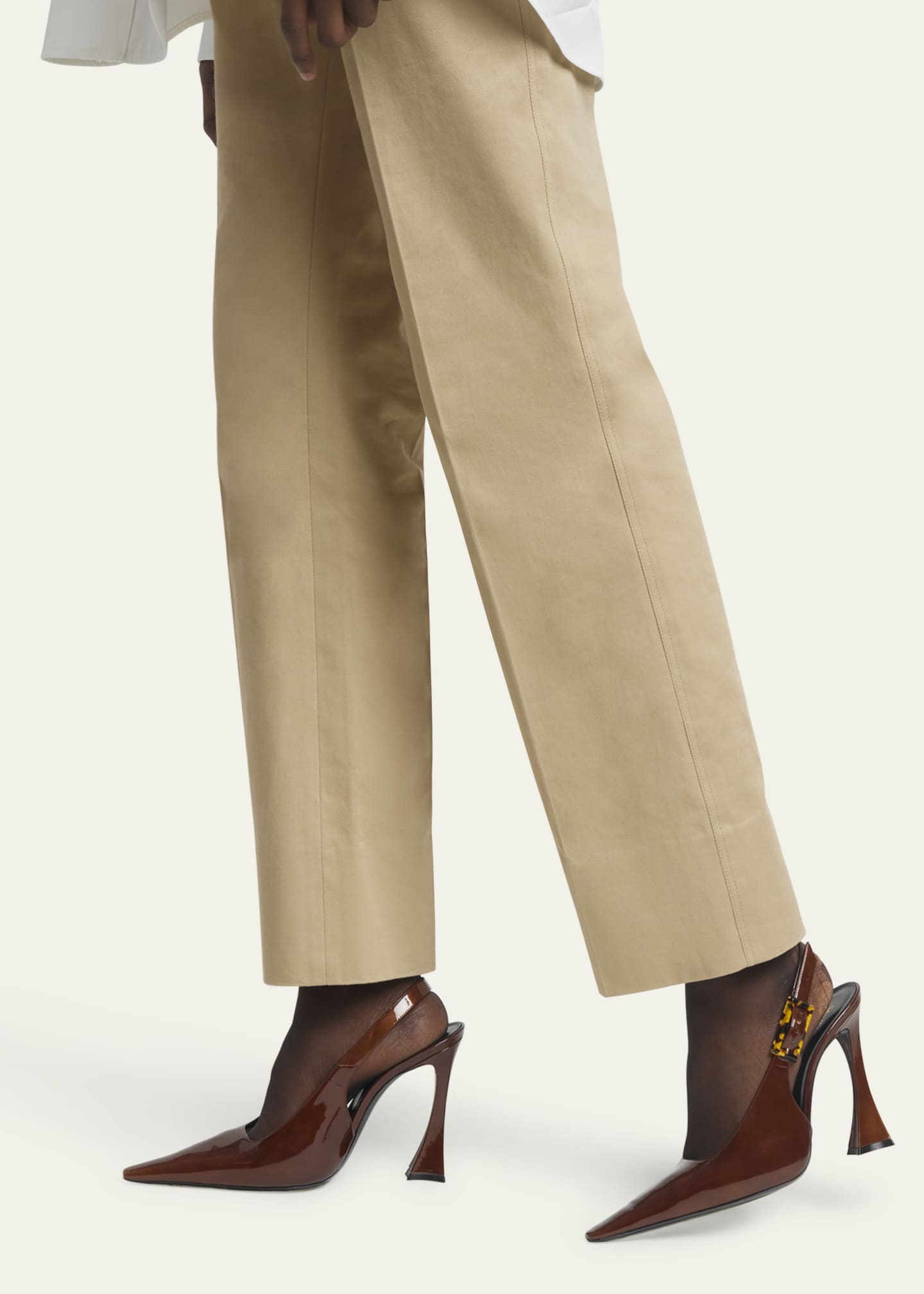 Saint Laurent Stone Glossy Slingback Pumps Image 2 of 5