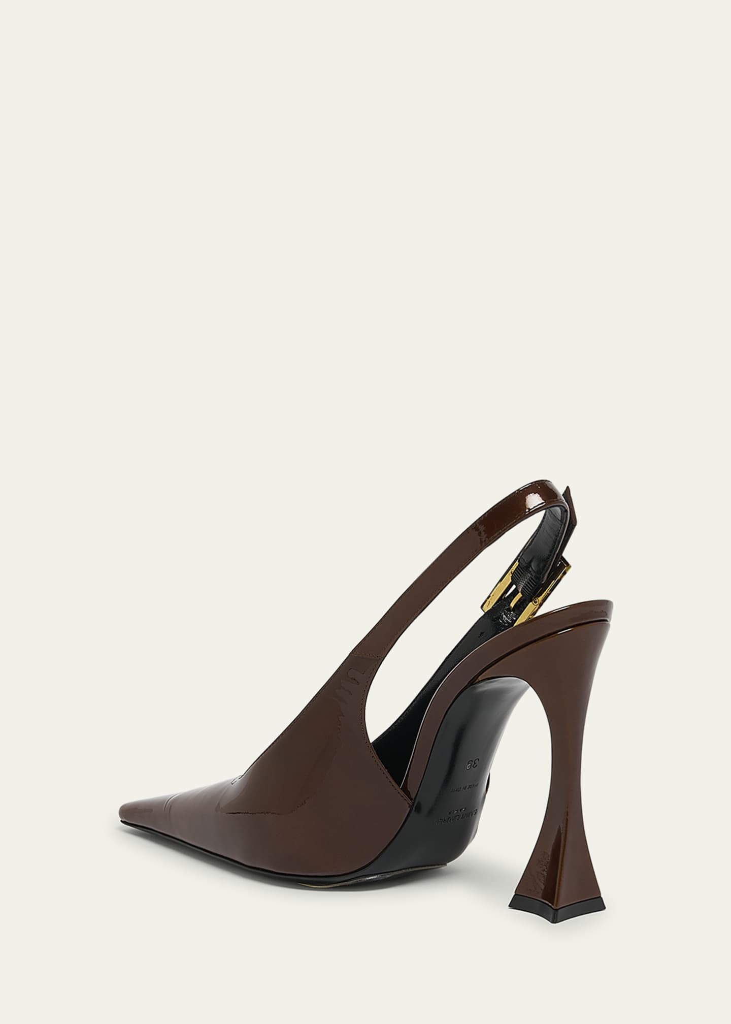 Saint Laurent Stone Glossy Slingback Pumps Image 4 of 5