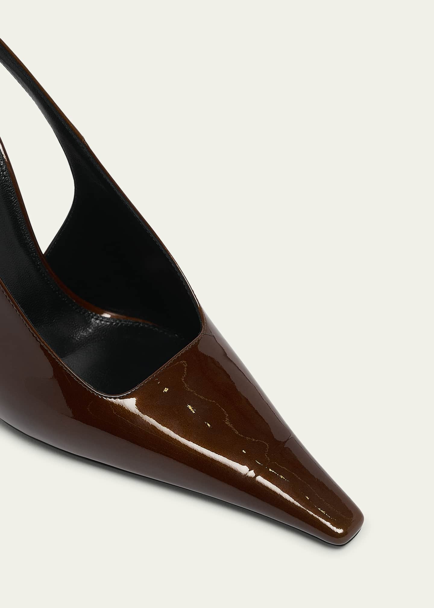 Saint Laurent Stone Glossy Slingback Pumps Image 5 of 5