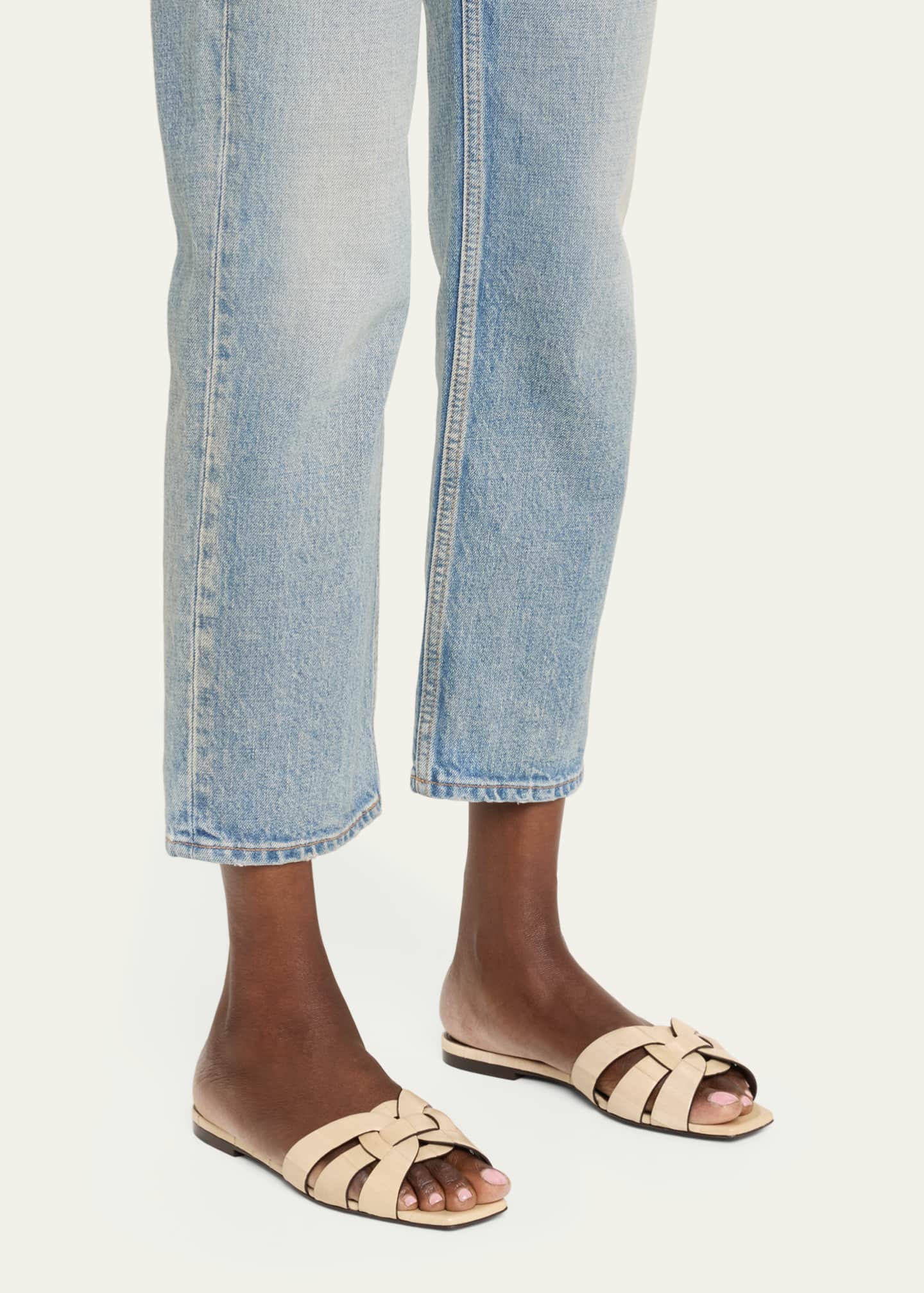 Saint Laurent Tribute Woven Flat Slide Sandals Image 2 of 5