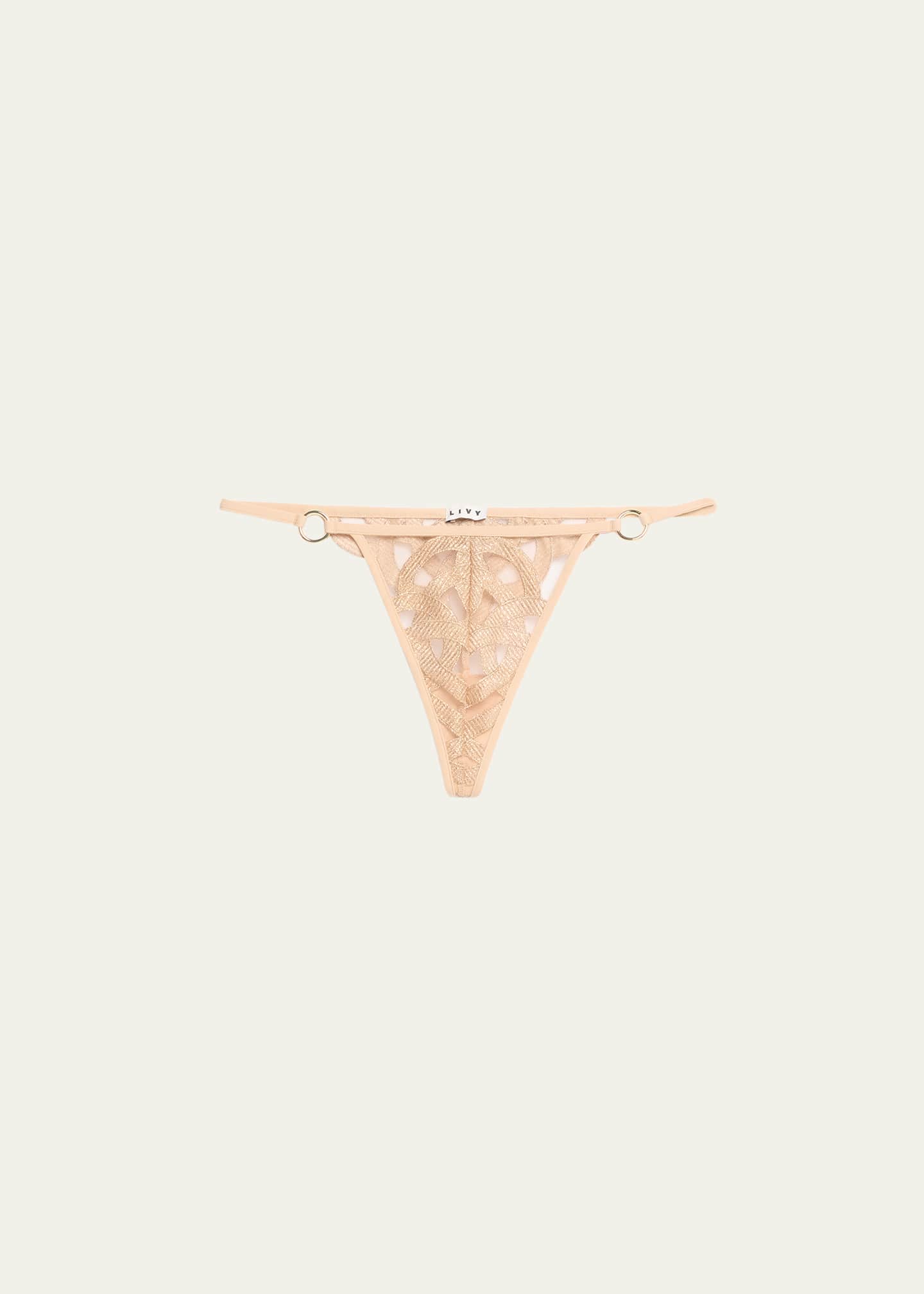 Livy Kimbaku Metallic Embroidered Thong Image 1 of 2