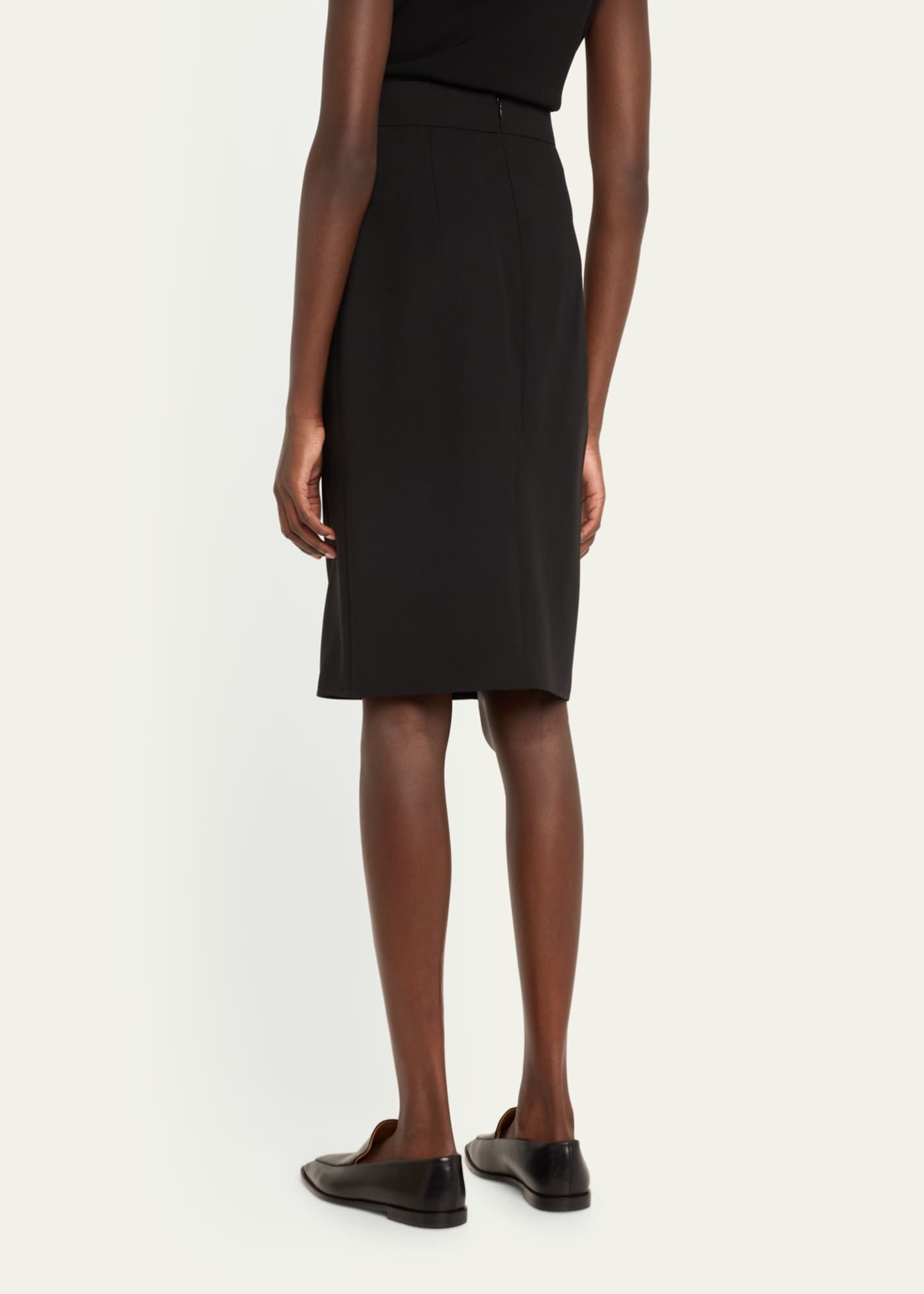 Akris Trapezoid Buckle Wrapped Wool Pencil Skirt Image 3 of 5