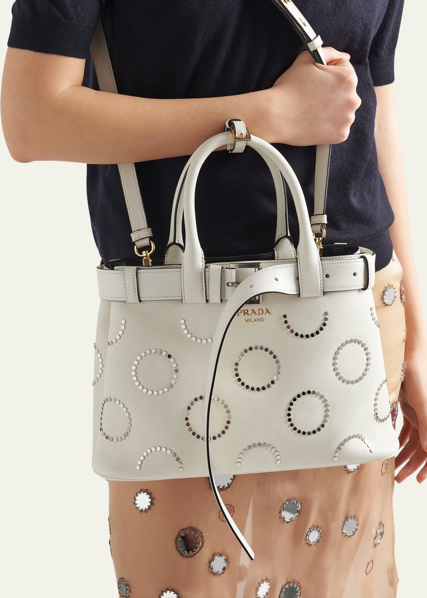 Prada Medium Cutout Buckle Leather Top-Handle Bag Image 2 of 5