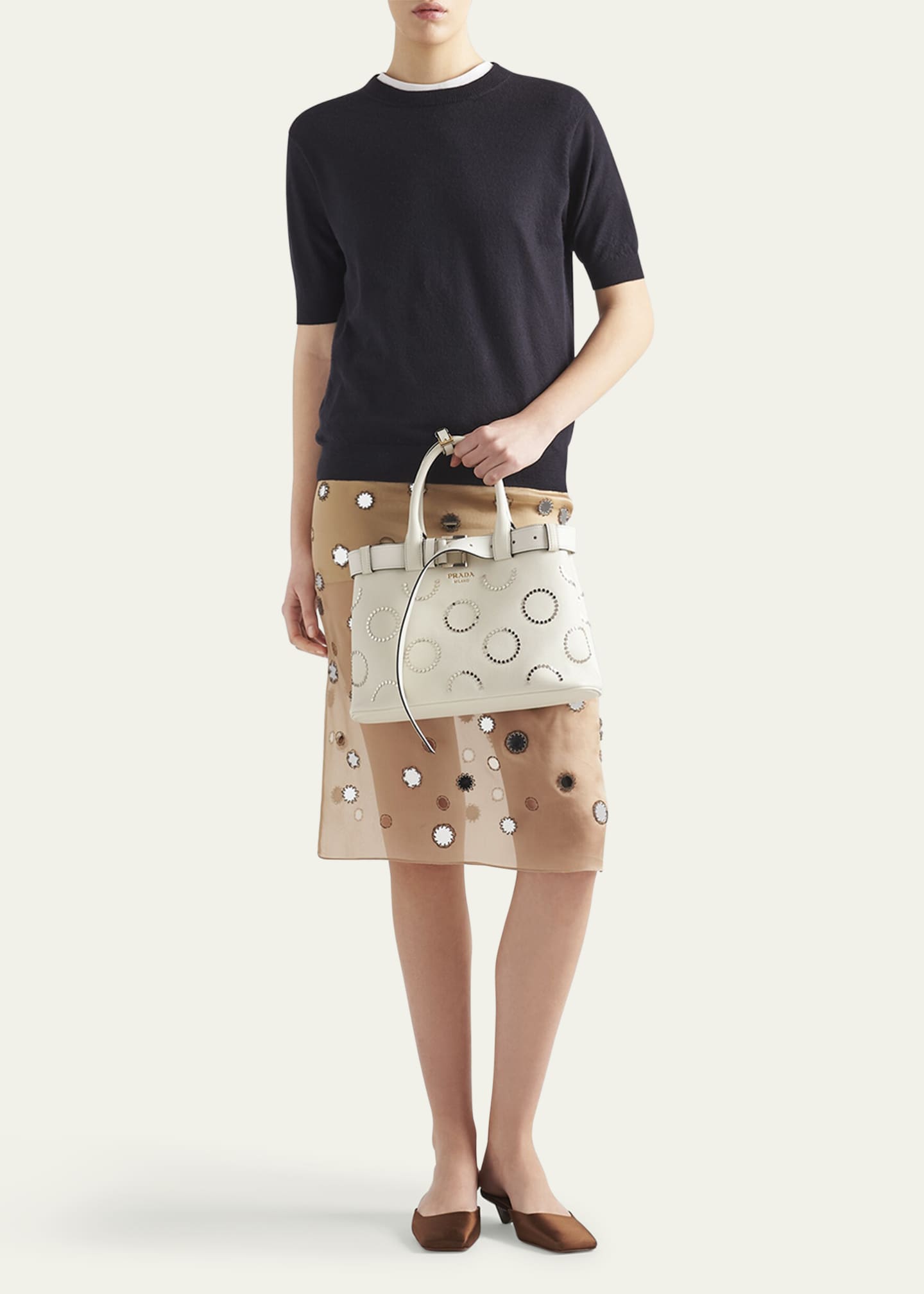 Prada Medium Cutout Buckle Leather Top-Handle Bag Image 5 of 5