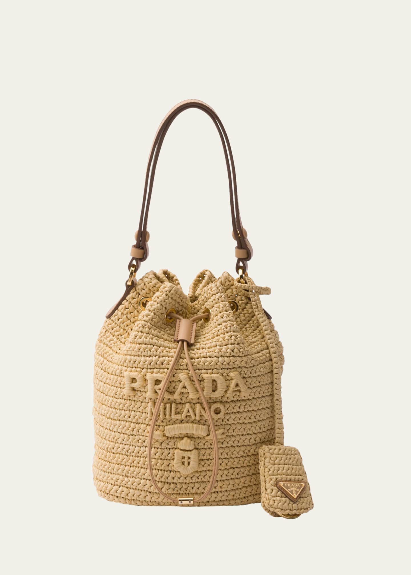 Prada logo bucket bag new arrivals