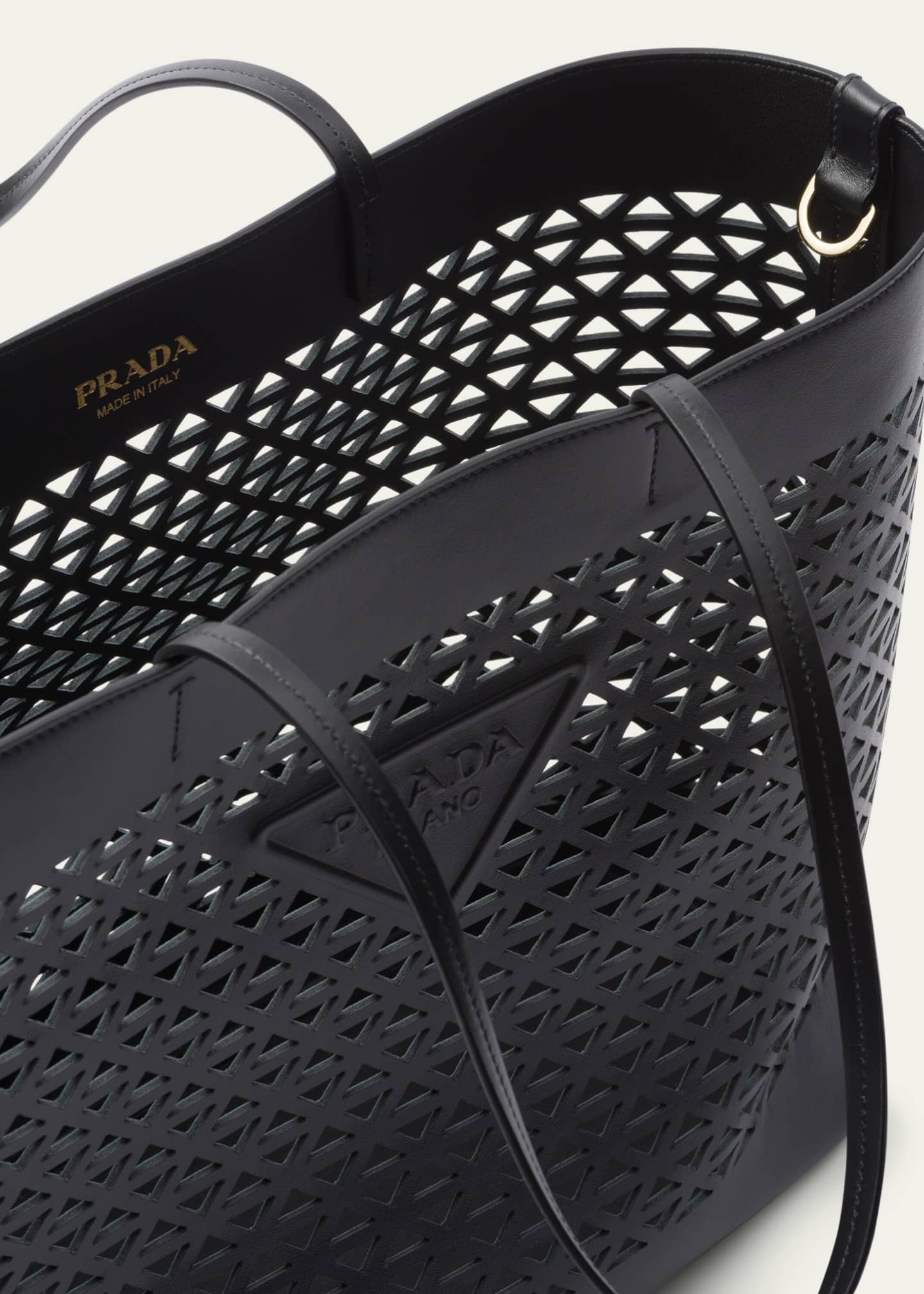 Prada City Perforated Leather Tote Bag Image 3 of 3