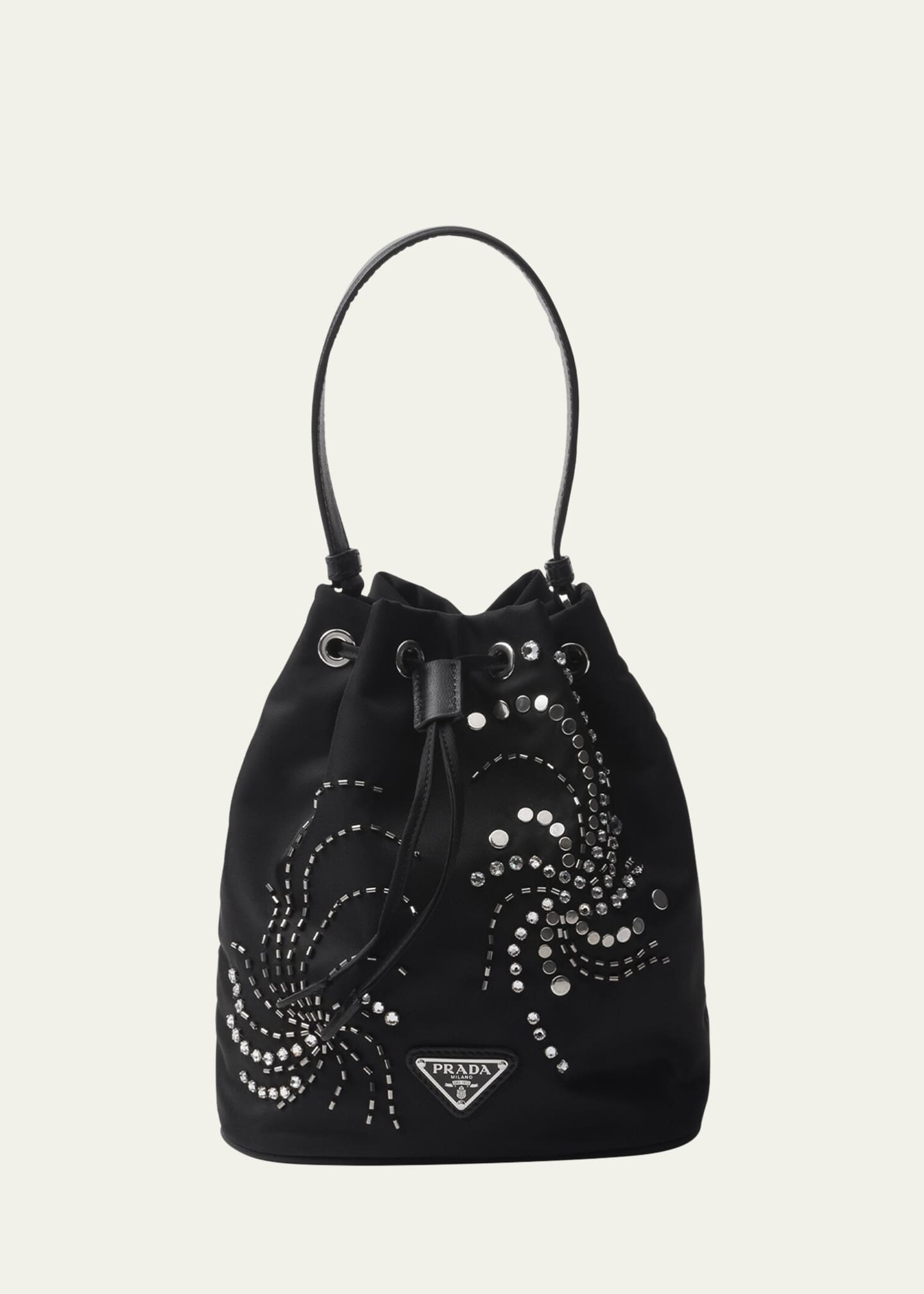 Prada Embellished Drawstring Nylon Bucket Bag Image 1 of 5