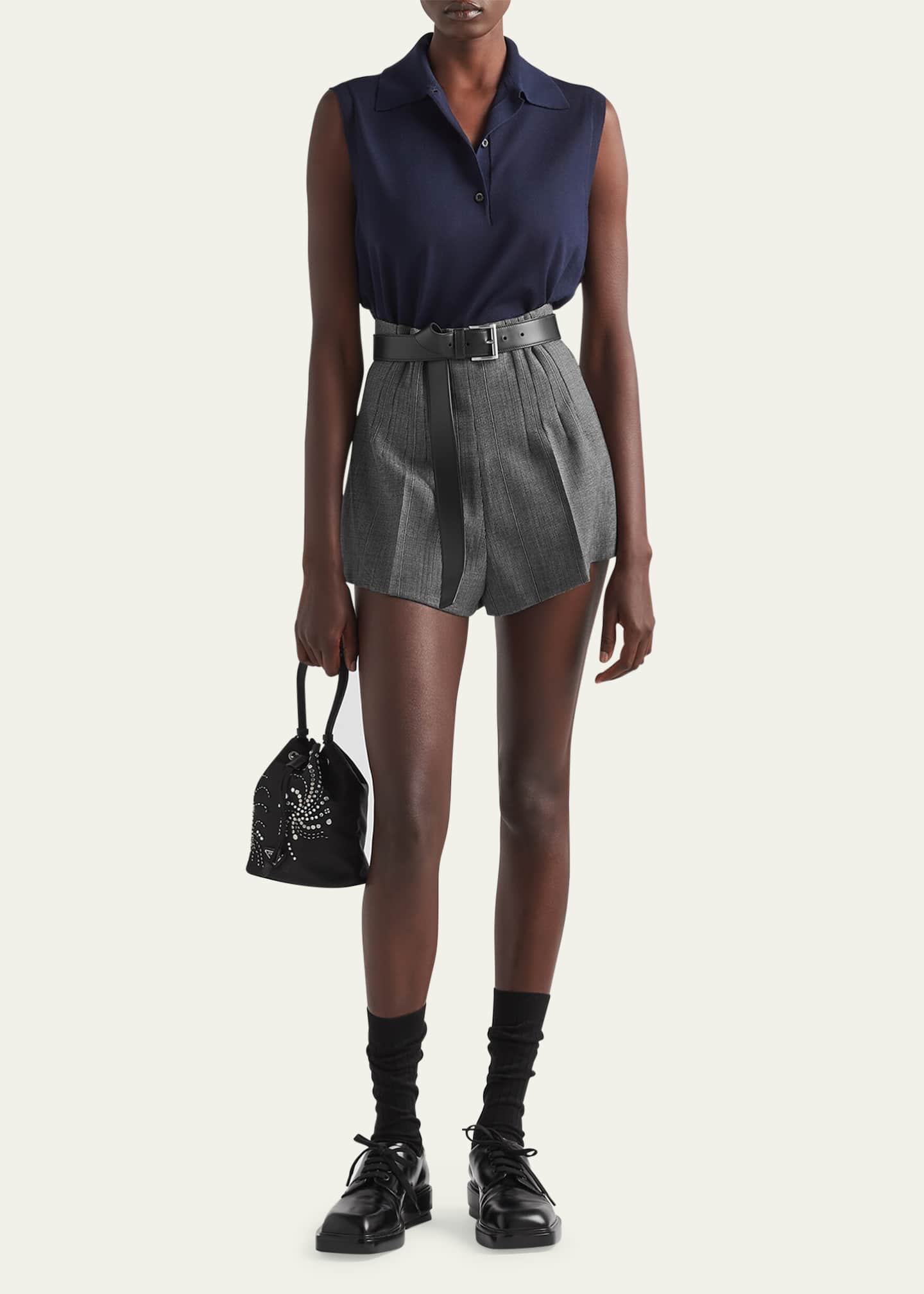 Prada Embellished Drawstring Nylon Bucket Bag Image 5 of 5