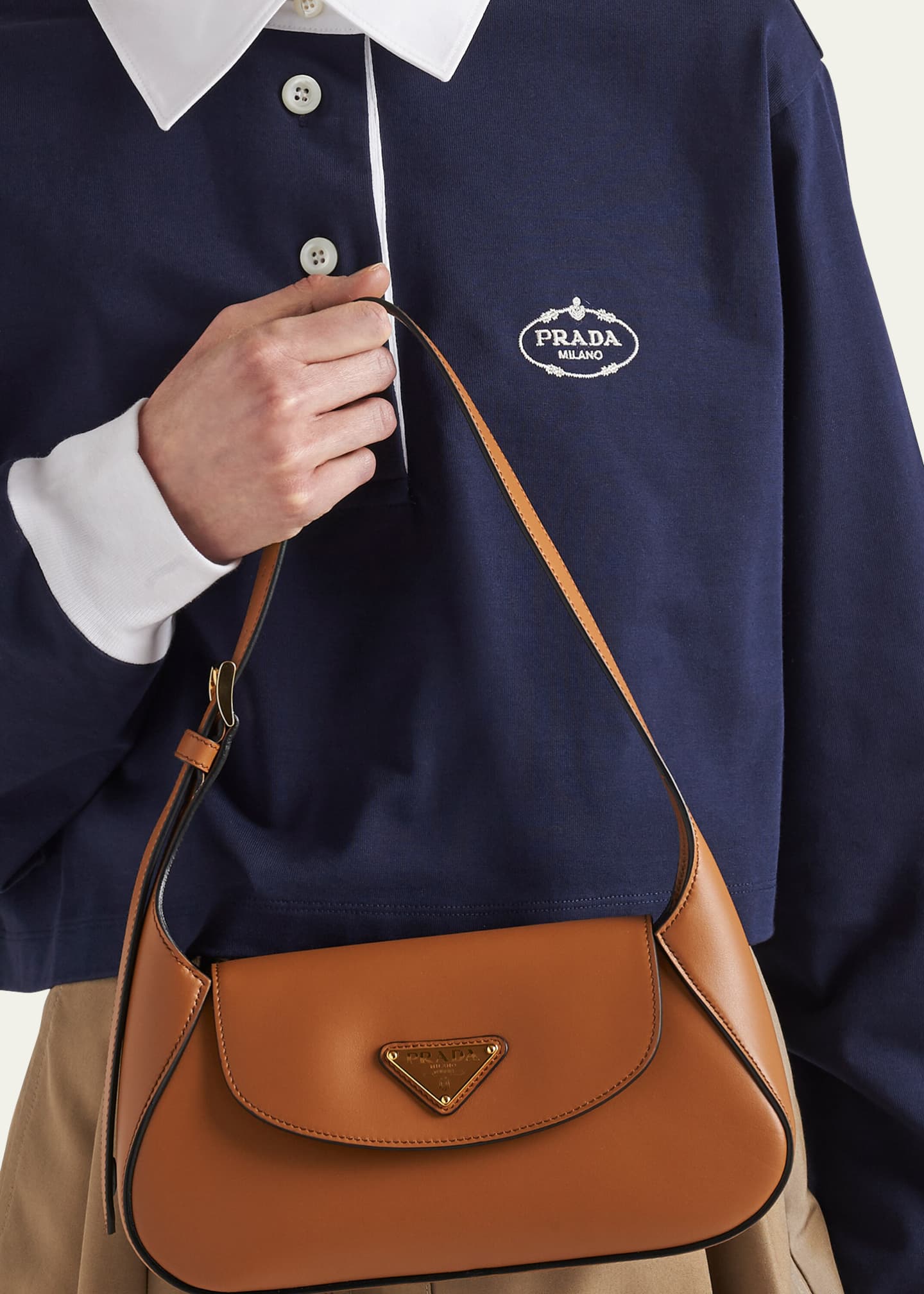 Prada City Flap Leather Shoulder Bag Image 2 of 5