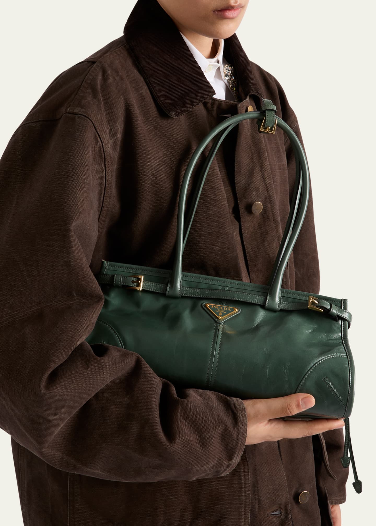 Prada Medium East-West Leather Shoulder Bag Image 2 of 5