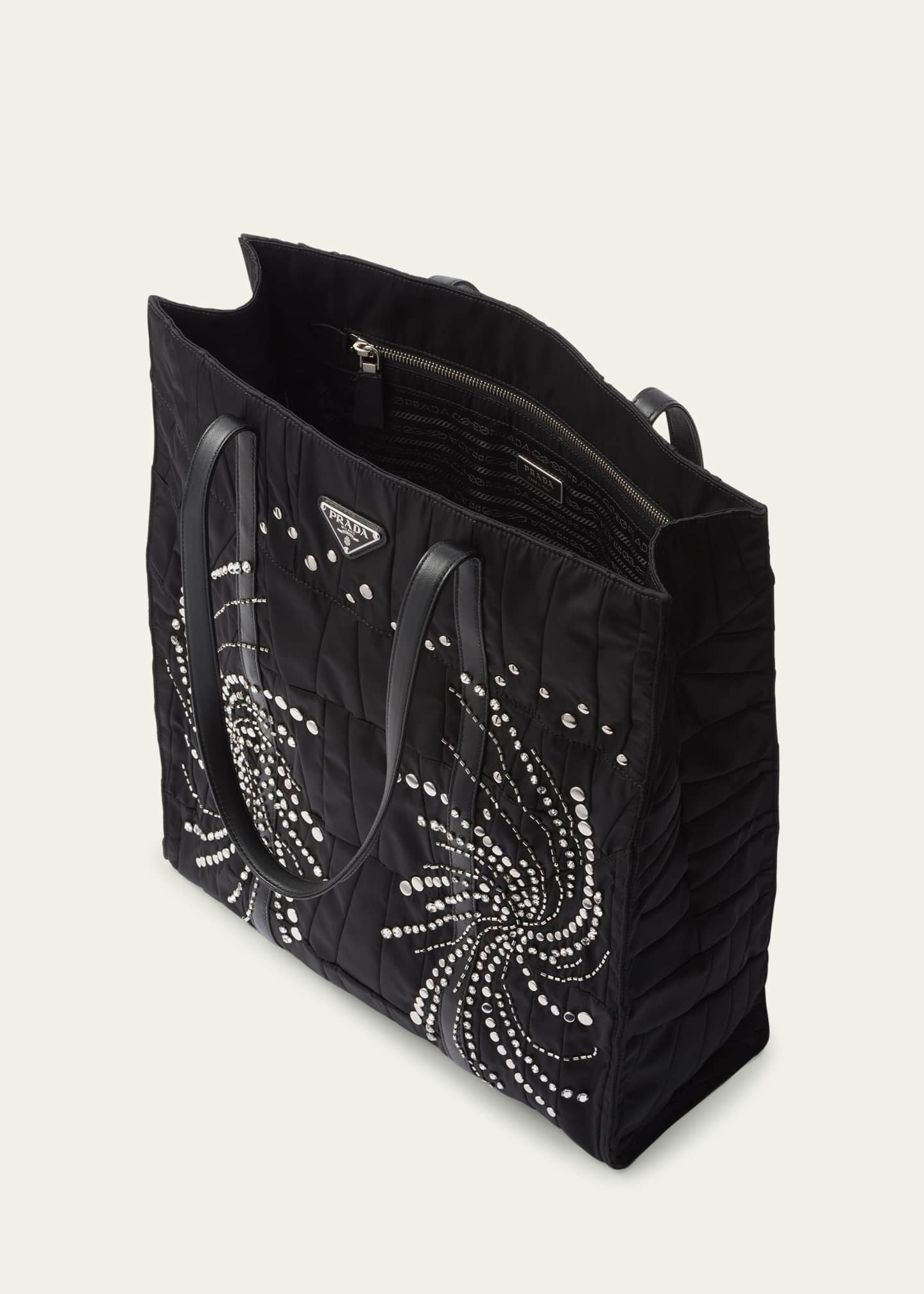 Prada Large Embellished Quilted Nylon Tote Bag Image 4 of 5
