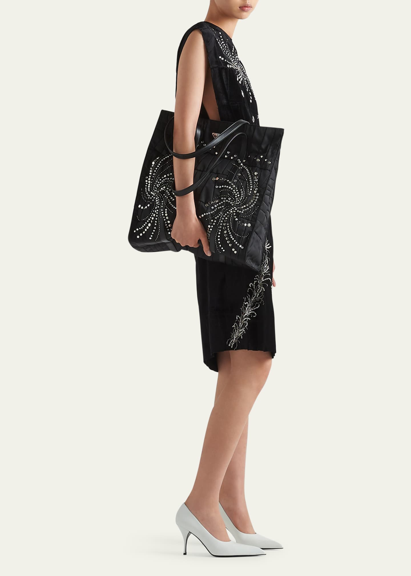 Prada Large Embellished Quilted Nylon Tote Bag Image 5 of 5
