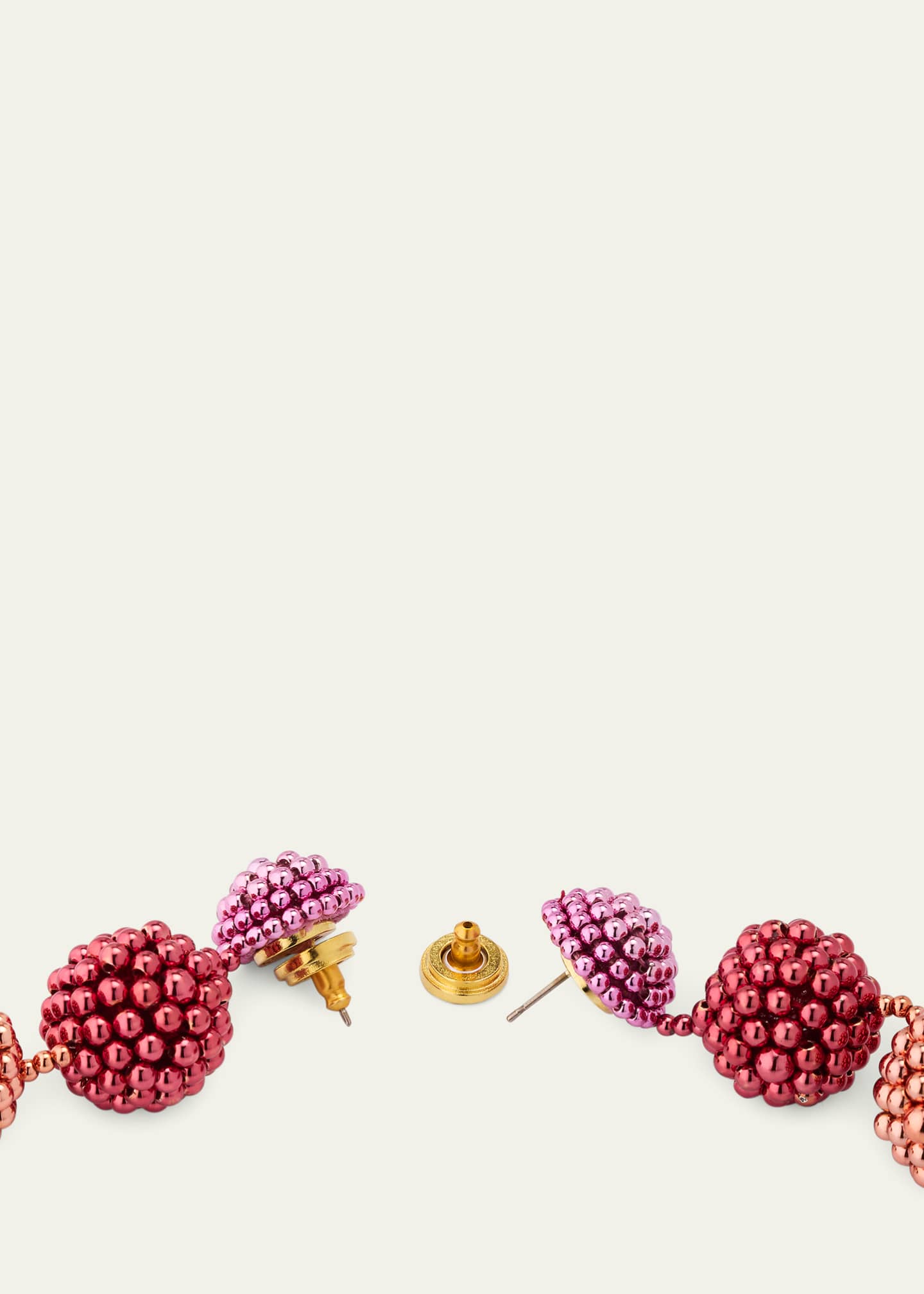Oscar de la Renta 3 Ball Beaded Chandelier Earrings