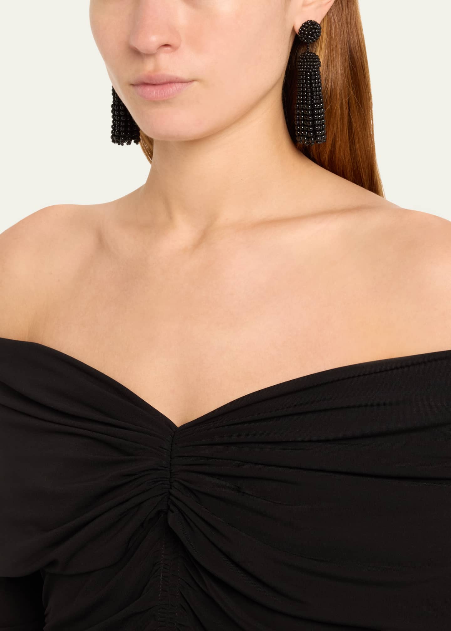 Oscar de la renta black tassel earrings best sale