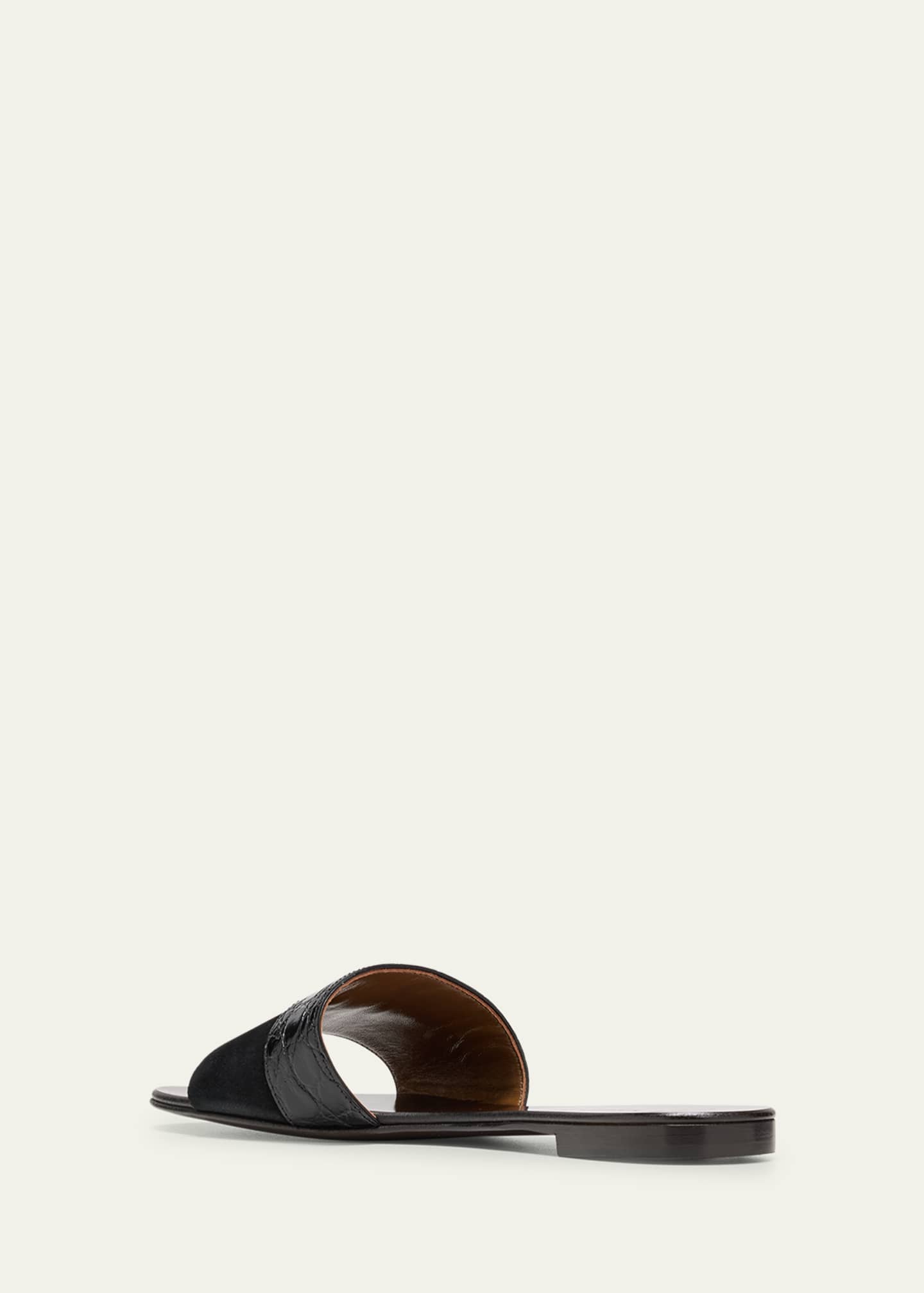 Giuseppe Zanotti Mixed Leather Flat Slide Sandals - Bergdorf Goodman