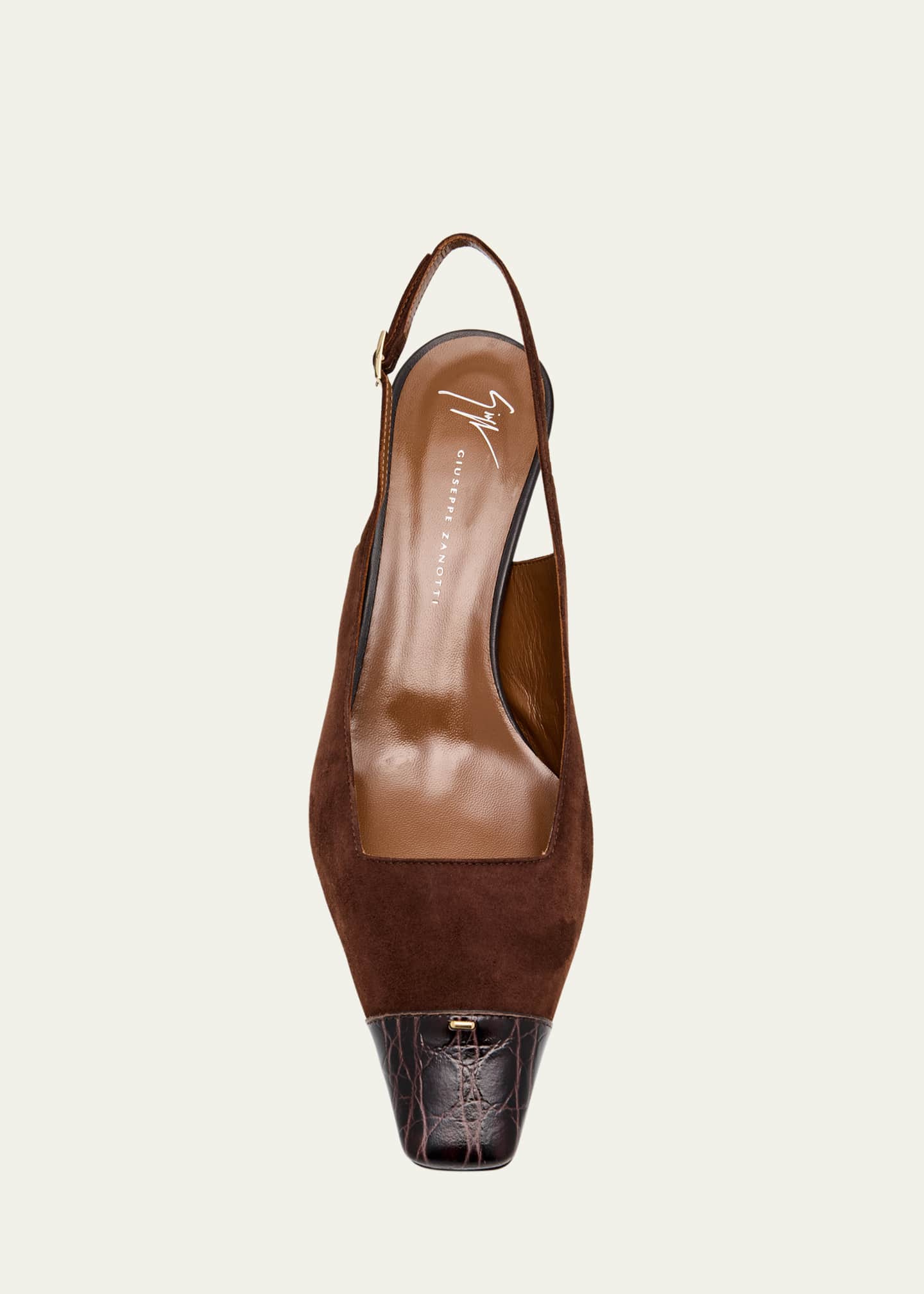 Giuseppe Zanotti Mixed Leather Cap-Toe Slingback Pumps Image 6 of 6