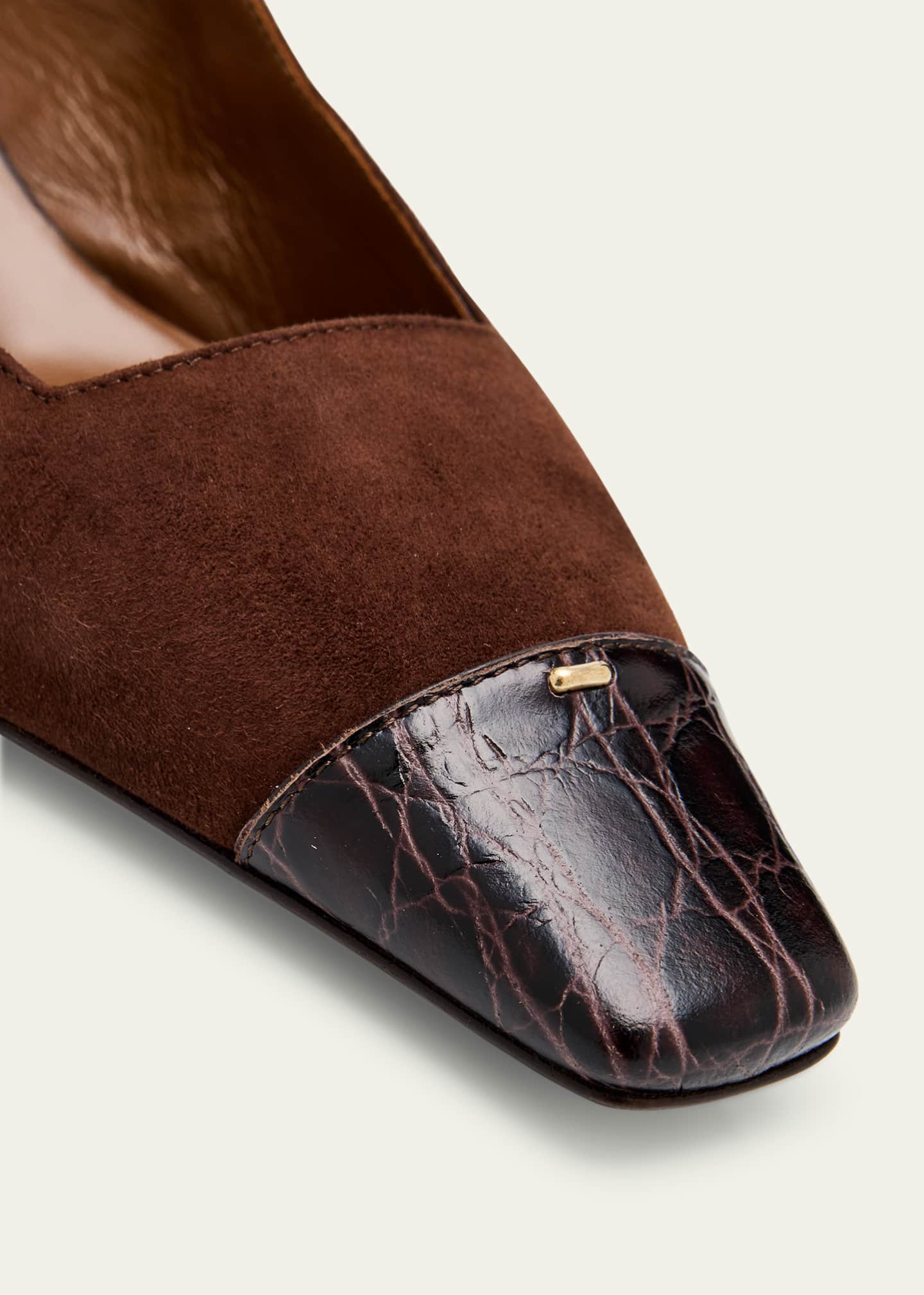 Giuseppe Zanotti Mixed Leather Cap-Toe Slingback Pumps Image 5 of 6