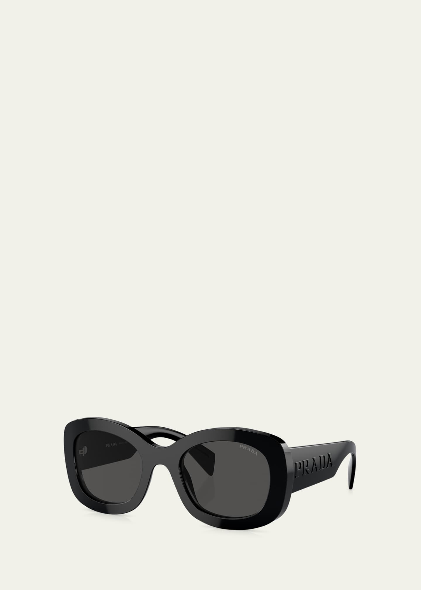 Prada Oversized Logo Acetate Plastic Oval Sunglasses