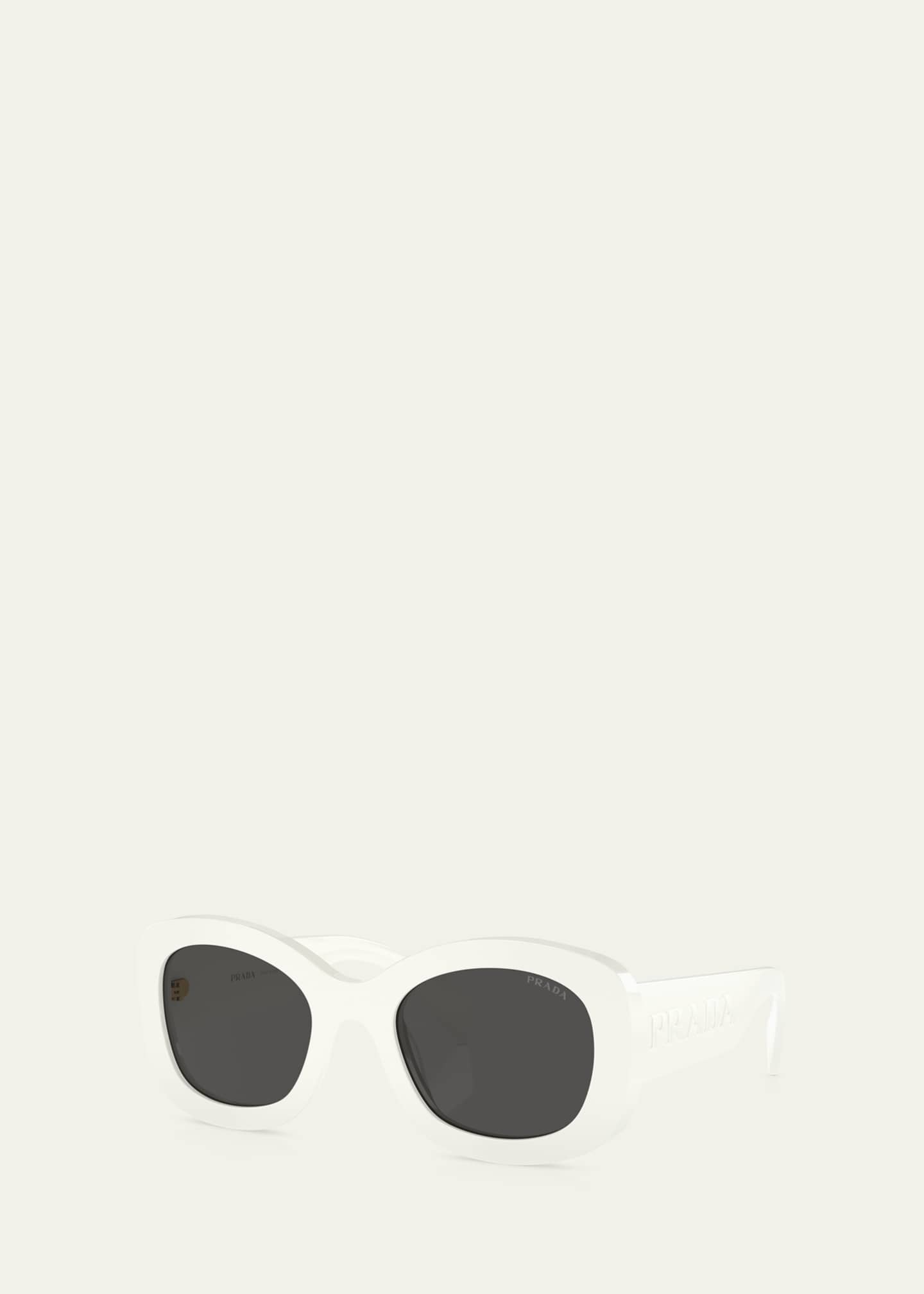 Prada Oversized Logo Acetate & Plastic Oval Sunglasses Image 2 of 3