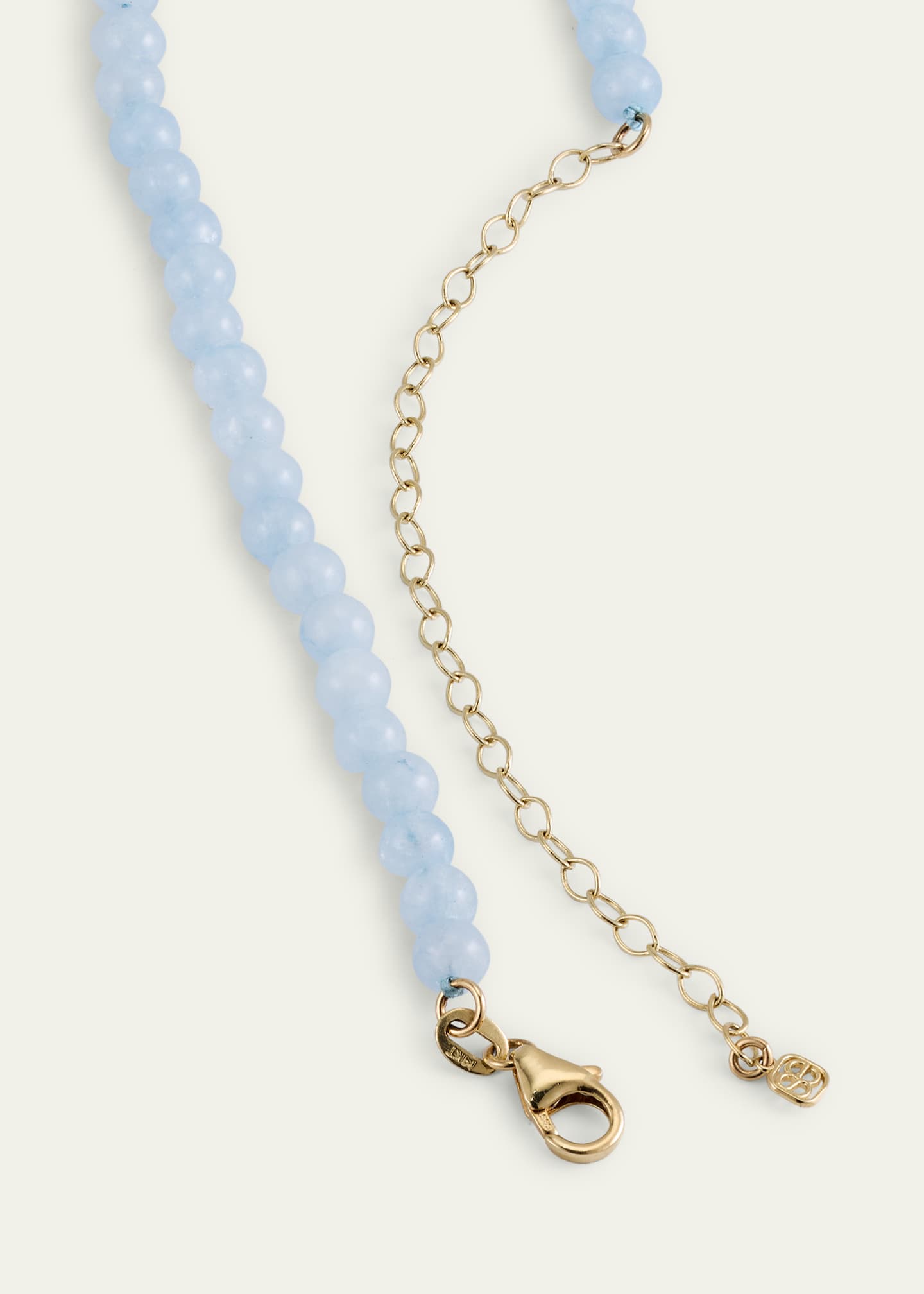 Sydney Evan 14K Diamond Bezel Rondelle Choker with Aquamarine Beads Image 4 of 4