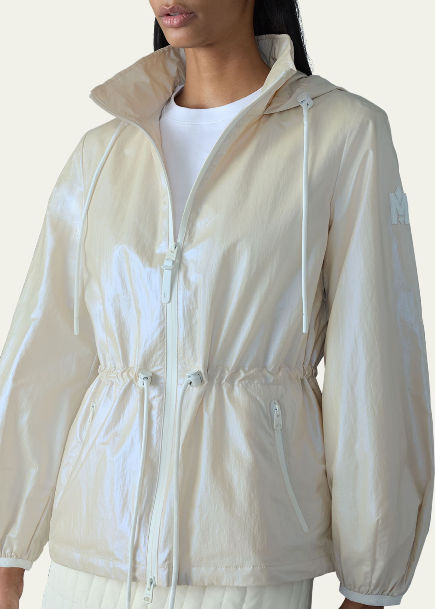 Mackage Isha Windproof Cinched Metallic Rain Jacket Image 4 of 4