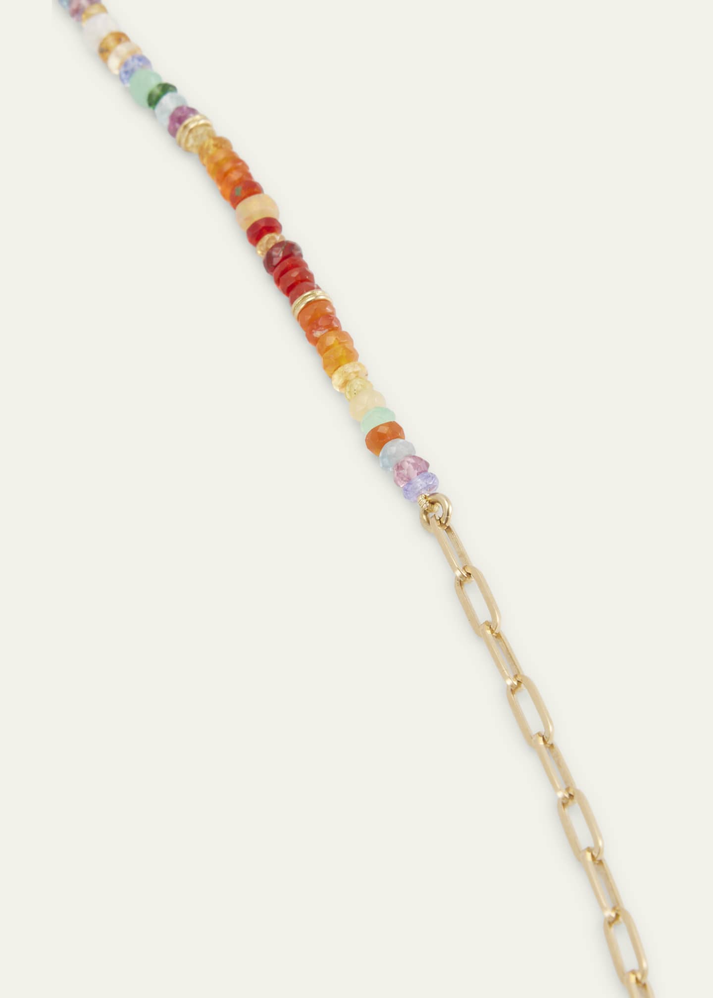 Mellerio 18K Yellow Gold Lien Pierres Long Small Link Necklace with Opal, Tourmaline, Tanzanite and Gemstones, 30"L Image 3 of 5