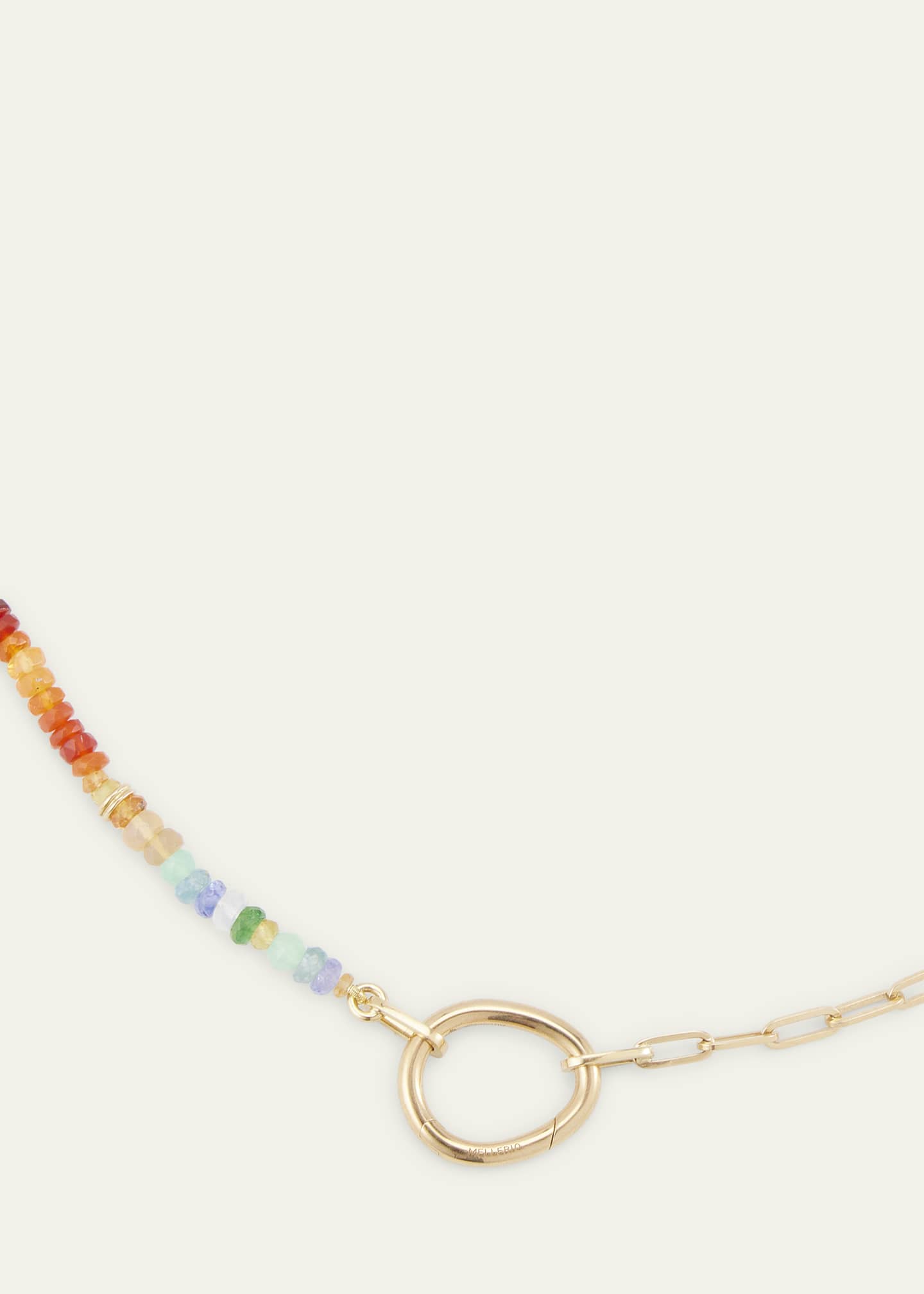 Mellerio 18K Yellow Gold Lien Pierres Long Small Link Necklace with Opal, Tourmaline, Tanzanite and Gemstones, 30"L Image 4 of 5