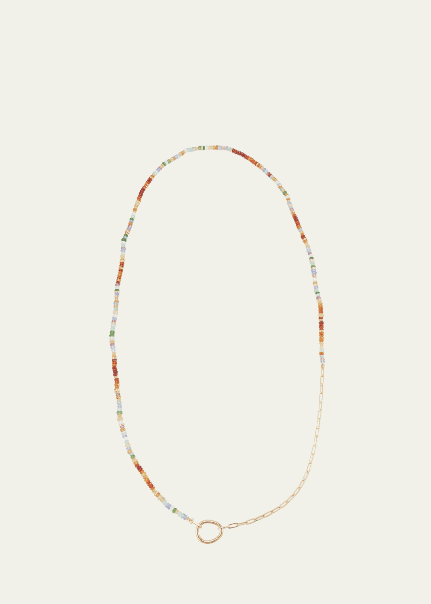 Mellerio 18K Yellow Gold Lien Pierres Long Small Link Necklace with Opal, Tourmaline, Tanzanite and Gemstones, 30"L Image 1 of 5