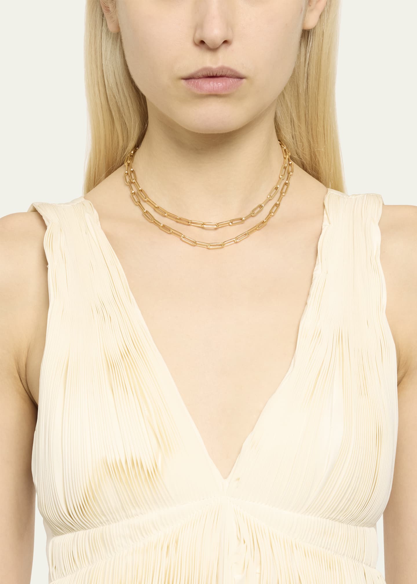 Mellerio 18K Yellow Gold Medium Rectangular Link Chain Long Necklace Image 3 of 6