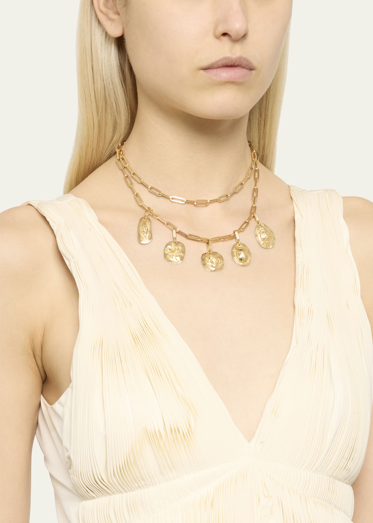 Mellerio 18K Yellow Gold Medium Rectangular Link Chain Long Necklace Image 6 of 6