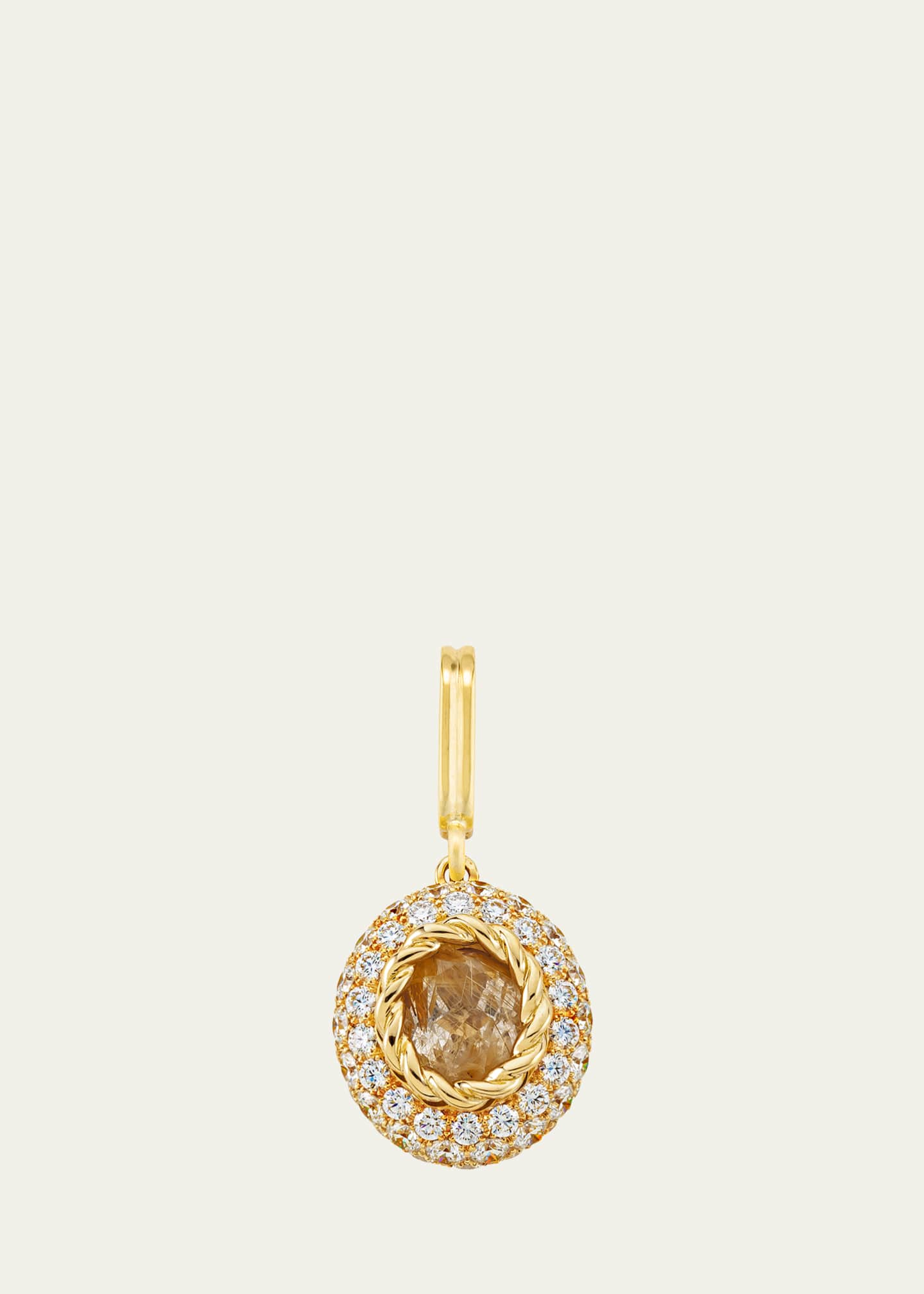 Mellerio 18K Yellow Gold Baby Queen Charm with Rutilated Quartz and Diamonds Image 1 of 5