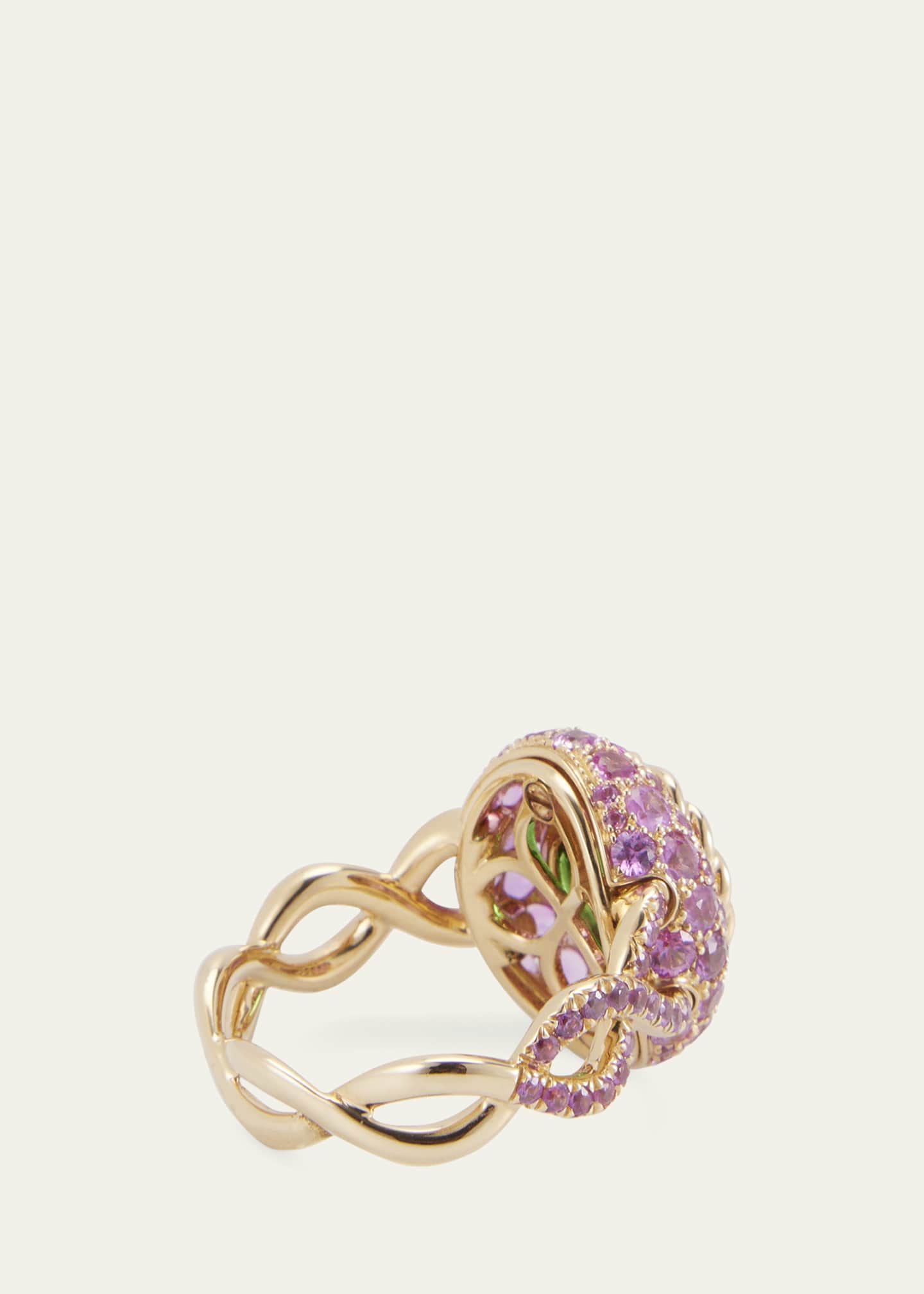 Mellerio 18K Yellow Gold Green Fields Ring with Tsavorite and Pink Sapphires Image 4 of 4