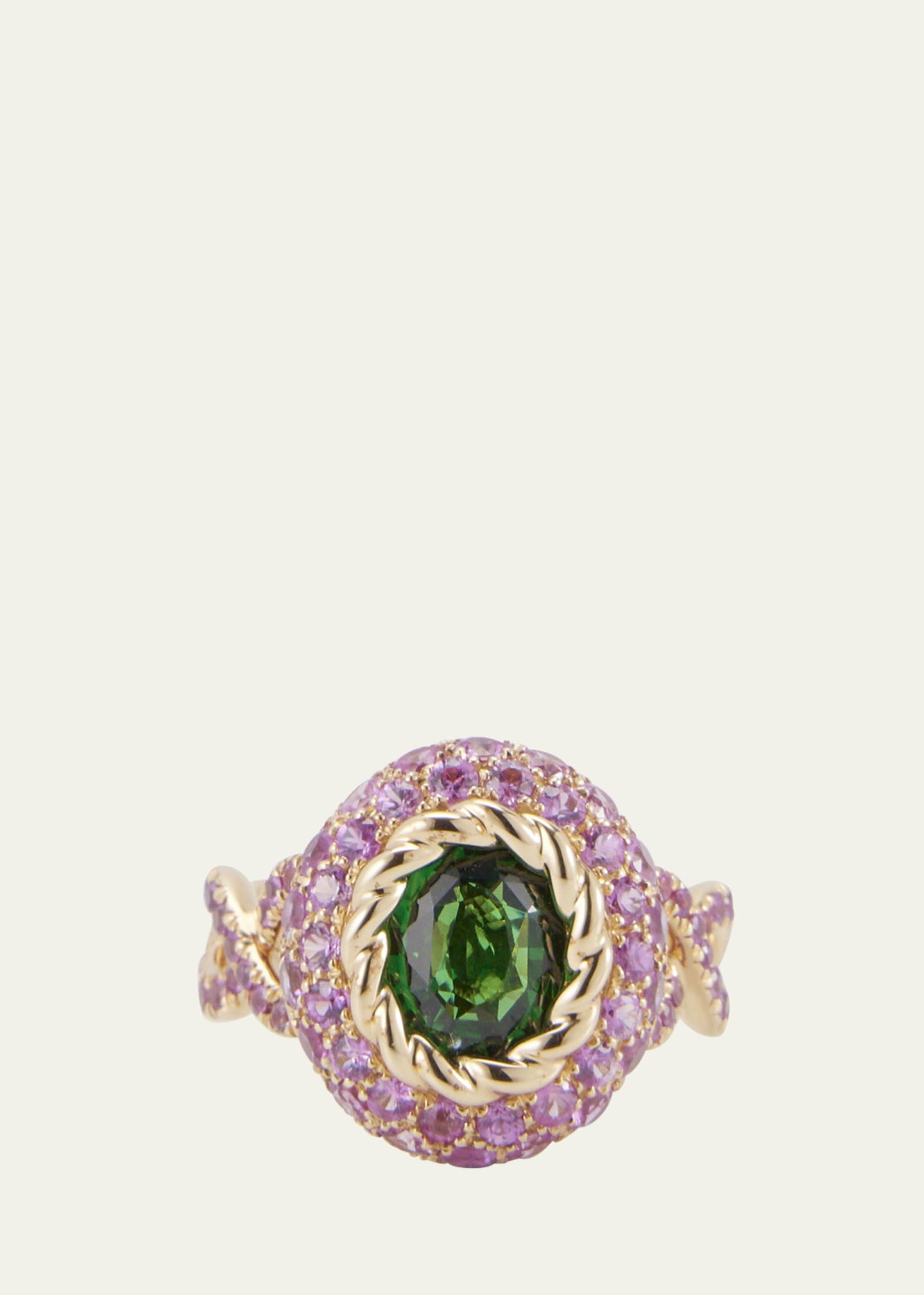 Mellerio 18K Yellow Gold Green Fields Ring with Tsavorite and Pink Sapphires Image 1 of 4